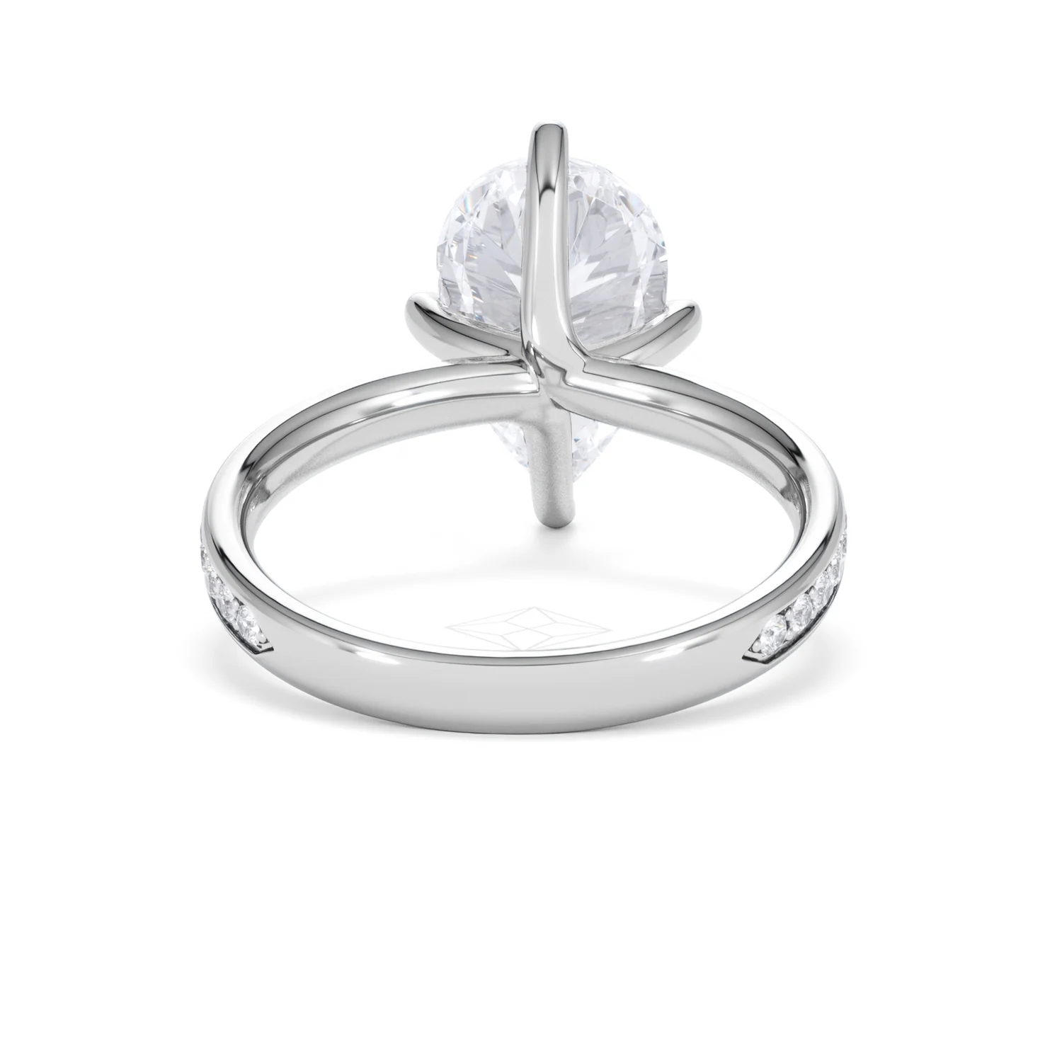 Origin Twist 3.00ct Pear Cut Lab Diamond Solitaire Engagement Ring with Side Stones in Platinum - Image 46