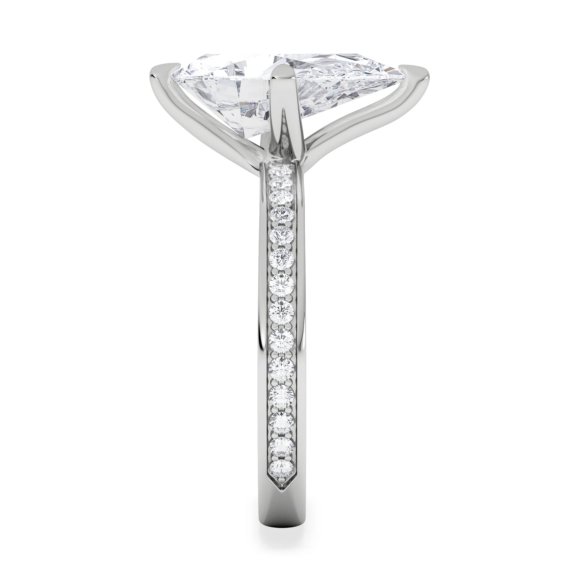 Origin Twist 3.00ct Pear Cut Lab Diamond Solitaire Engagement Ring with Side Stones in Platinum - Image 5