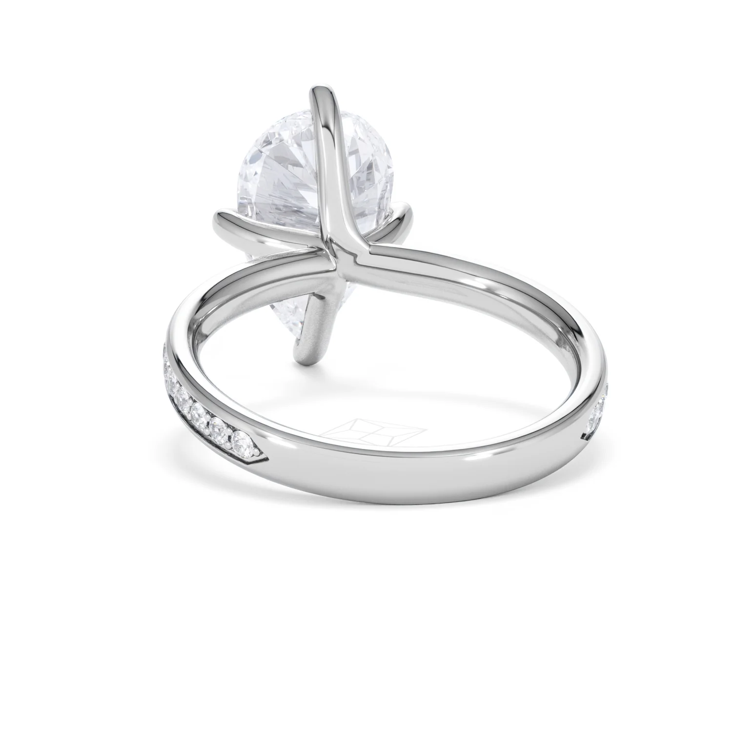 Origin Twist 3.00ct Pear Cut Lab Diamond Solitaire Engagement Ring with Side Stones in Platinum - Image 50