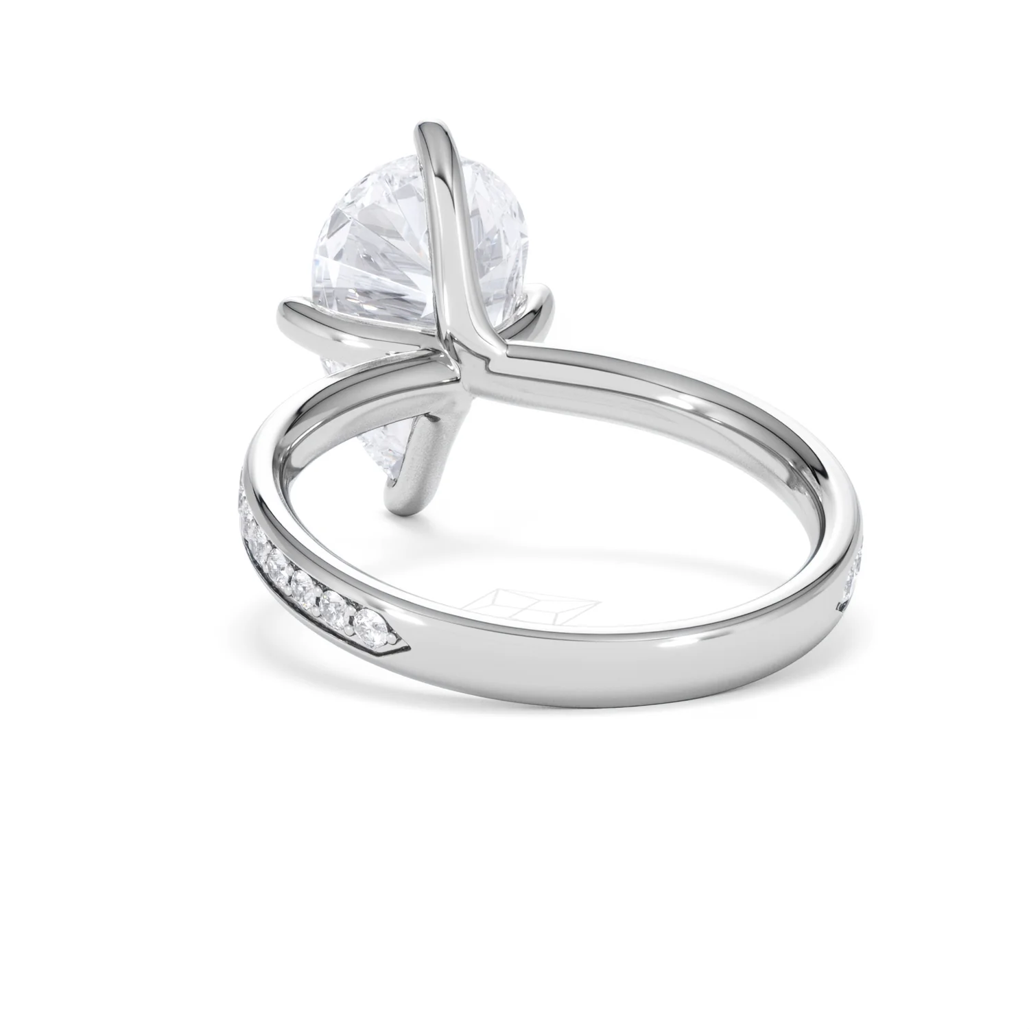 Origin Twist 3.00ct Pear Cut Lab Diamond Solitaire Engagement Ring with Side Stones in Platinum - Image 51