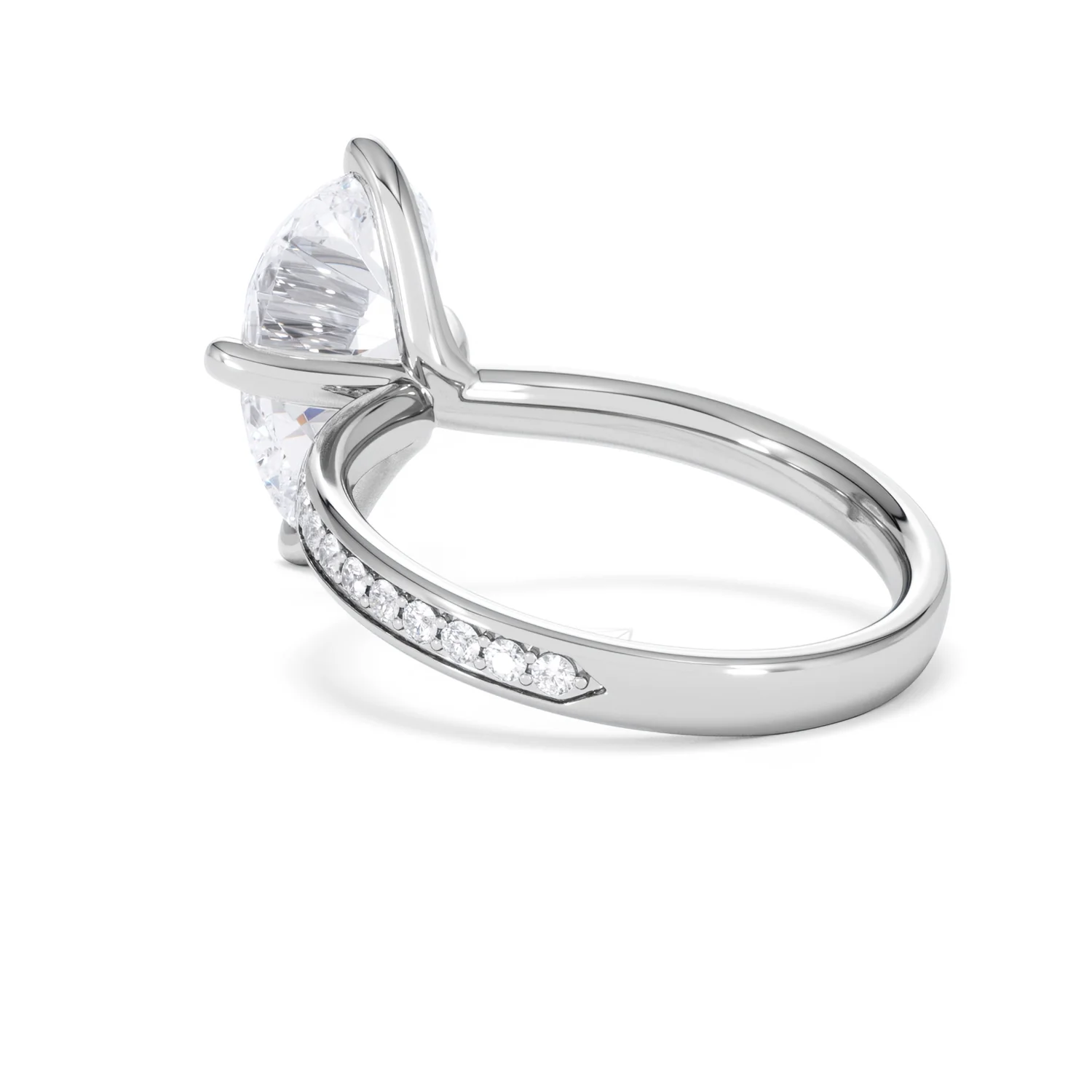 Origin Twist 3.00ct Pear Cut Lab Diamond Solitaire Engagement Ring with Side Stones in Platinum - Image 56