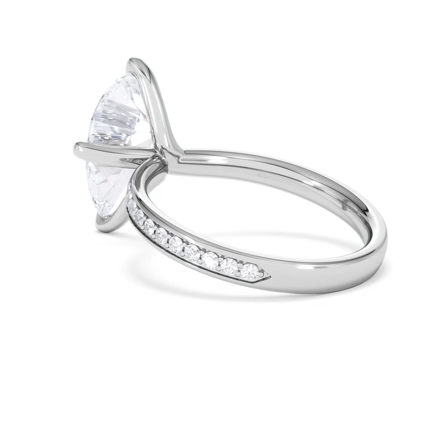 Origin Twist 3.00ct Pear Cut Lab Diamond Solitaire Engagement Ring with Side Stones in Platinum - Image 58