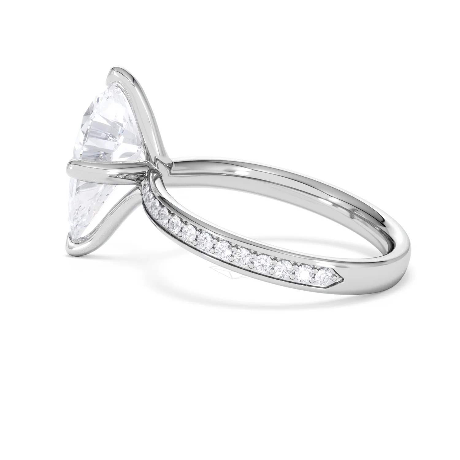 Origin Twist 3.00ct Pear Cut Lab Diamond Solitaire Engagement Ring with Side Stones in Platinum - Image 63