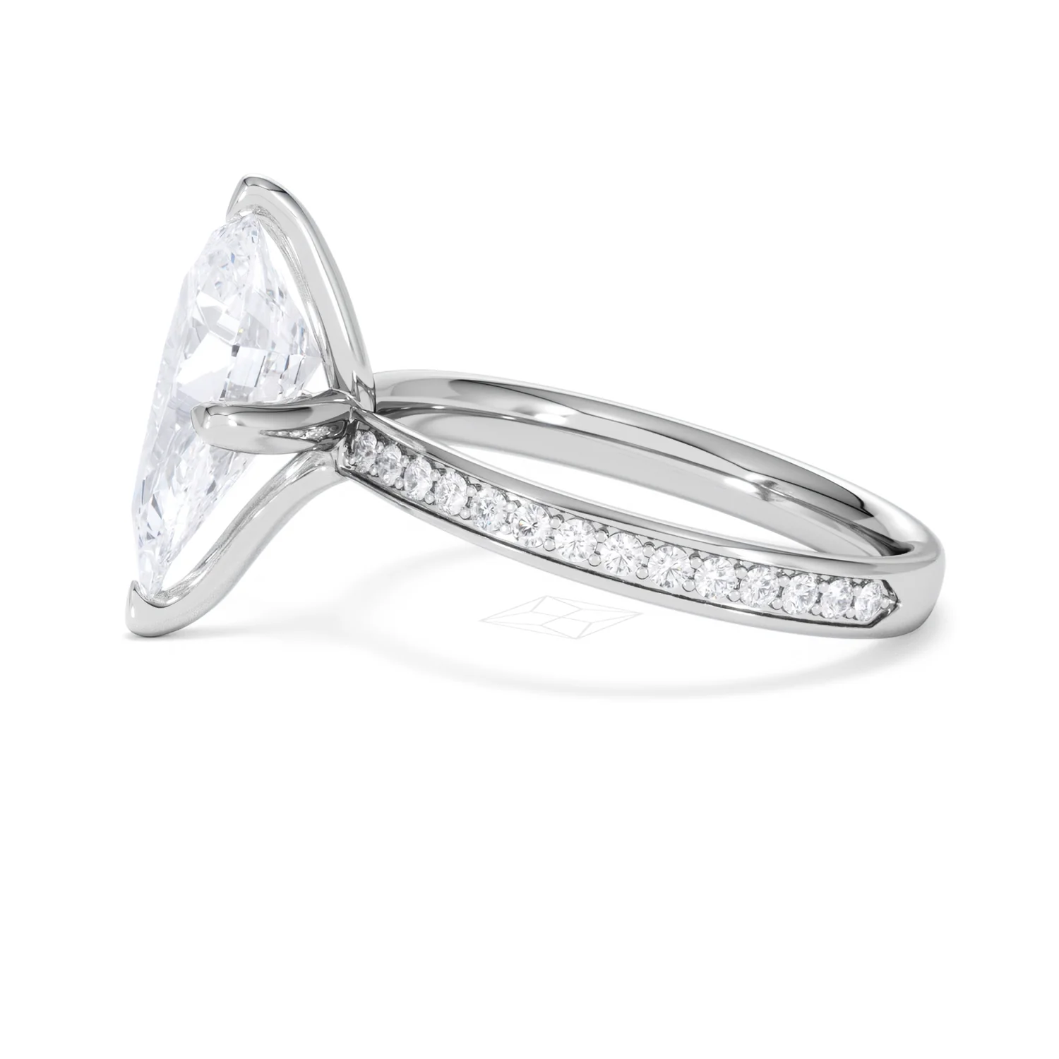 Origin Twist 3.00ct Pear Cut Lab Diamond Solitaire Engagement Ring with Side Stones in Platinum - Image 69