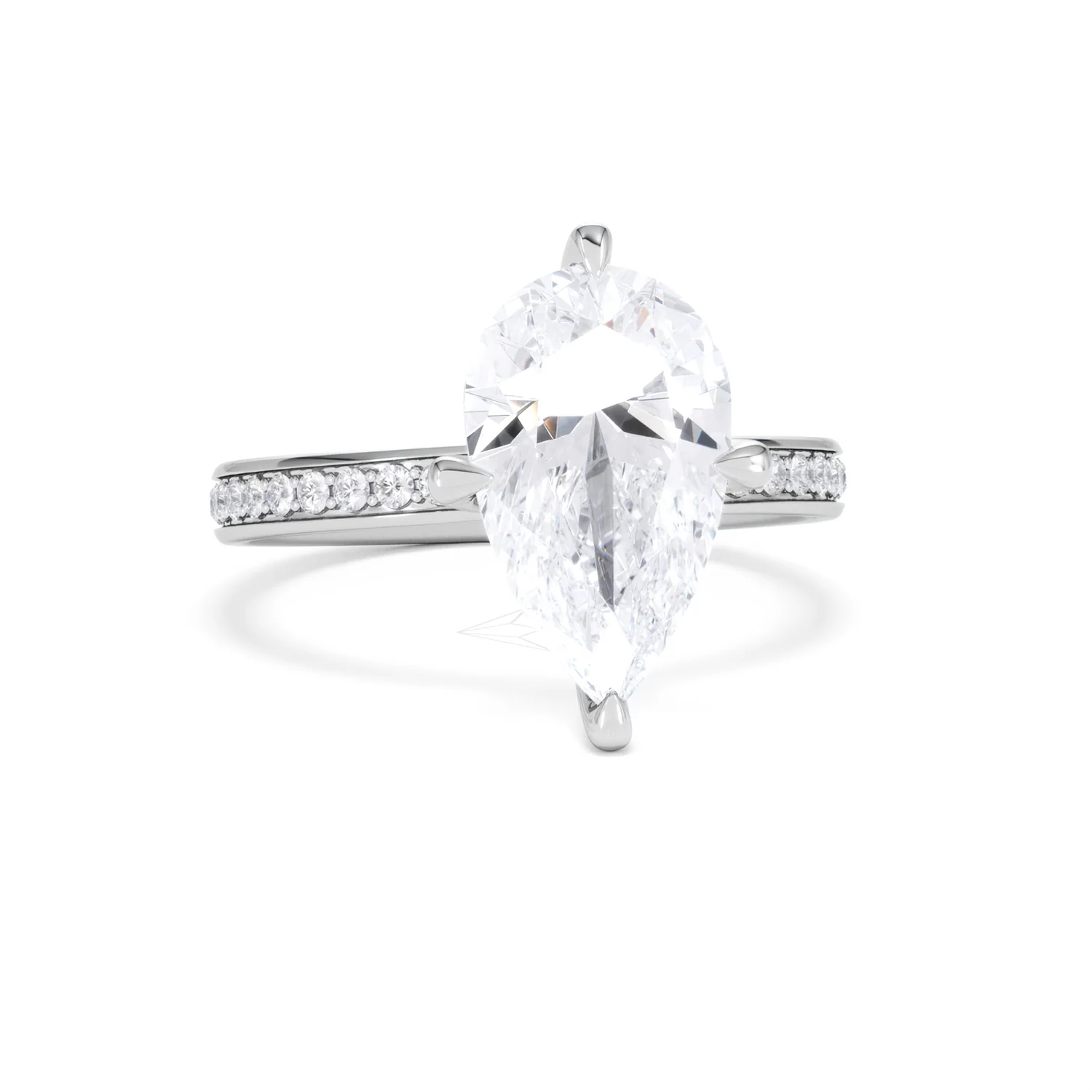 Origin Twist 3.00ct Pear Cut Lab Diamond Solitaire Engagement Ring with Side Stones in Platinum - Image 9