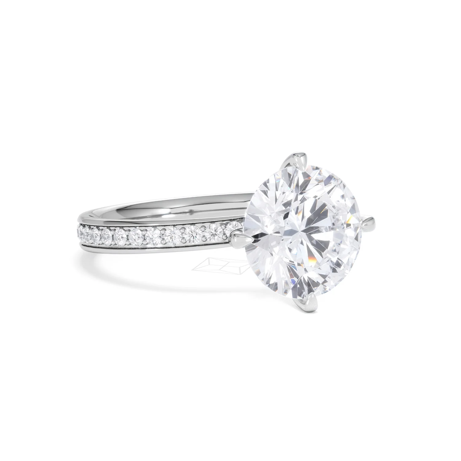Origin Twist 3.00ct Round Cut Lab Diamond Solitaire Engagement Ring with Side Stones in 18K White Gold - Image 13