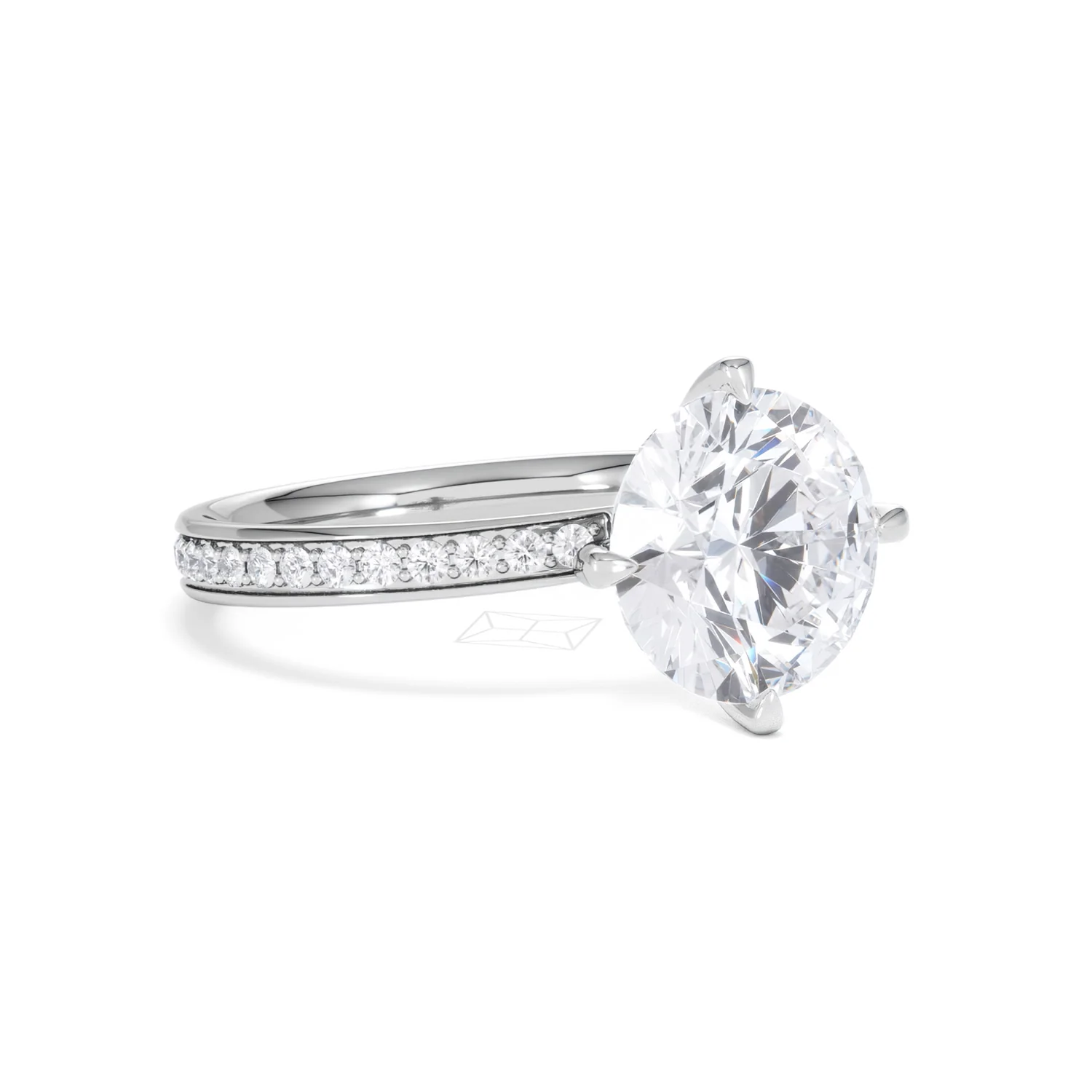 Origin Twist 3.00ct Round Cut Lab Diamond Solitaire Engagement Ring with Side Stones in 18K White Gold - Image 14