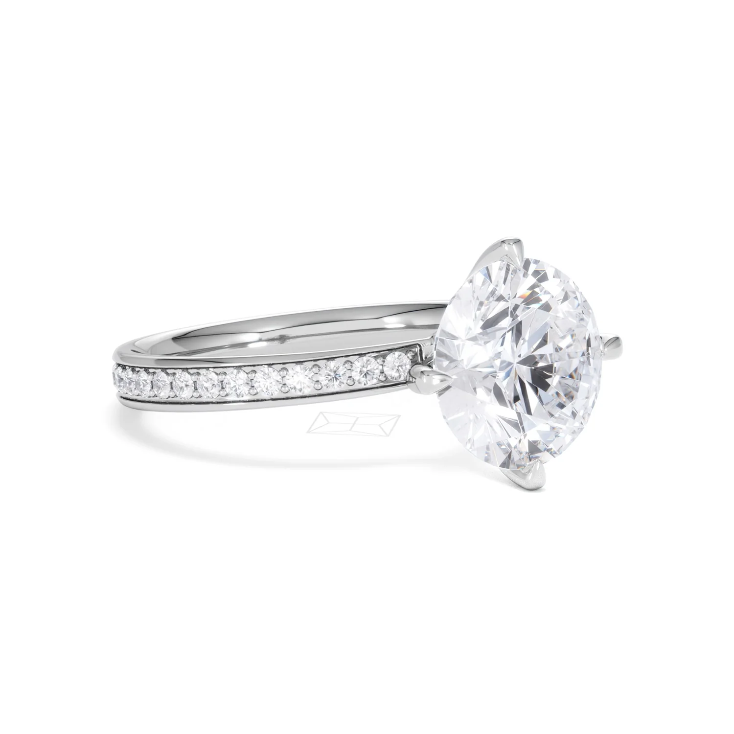 Origin Twist 3.00ct Round Cut Lab Diamond Solitaire Engagement Ring with Side Stones in 18K White Gold - Image 15