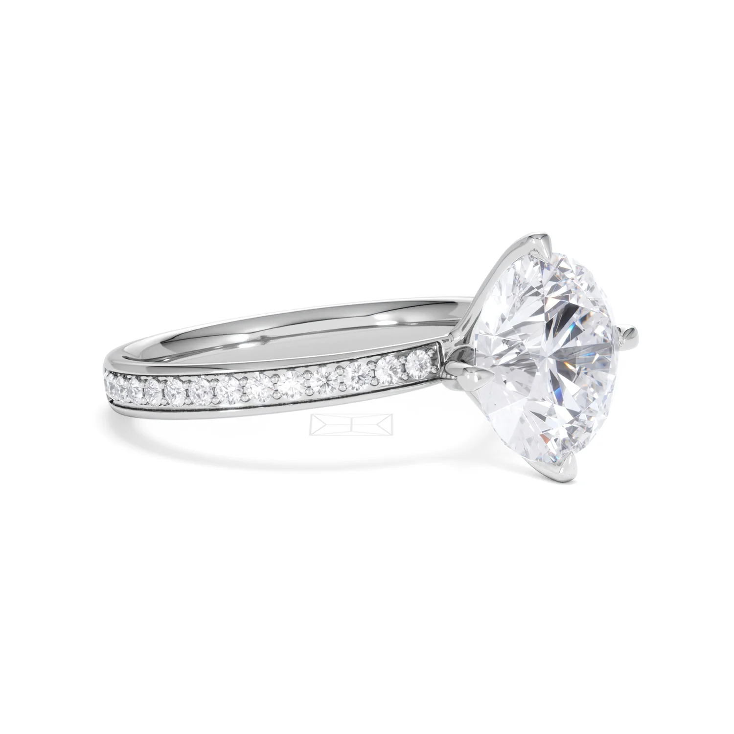 Origin Twist 3.00ct Round Cut Lab Diamond Solitaire Engagement Ring with Side Stones in 18K White Gold - Image 17