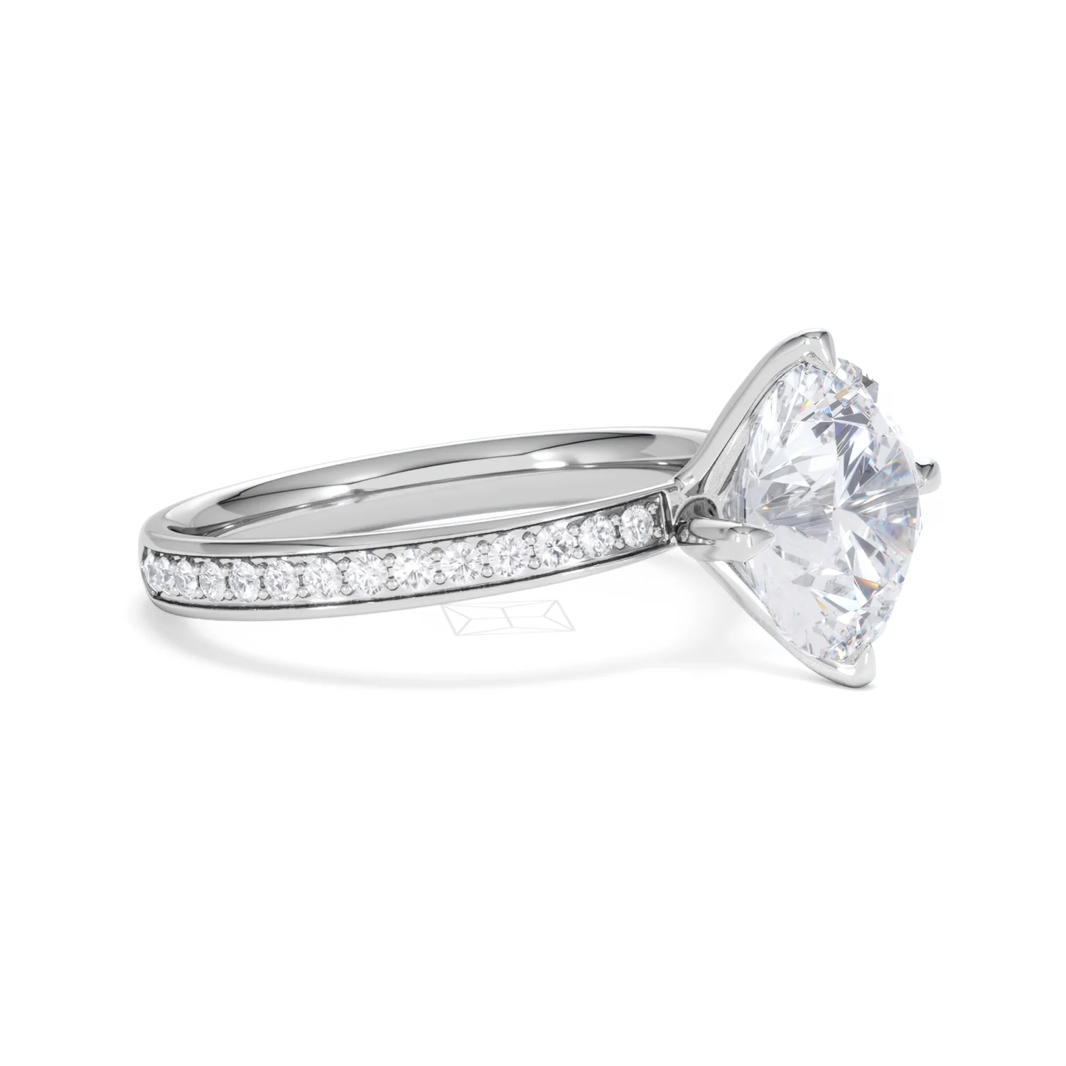 Origin Twist 3.00ct Round Cut Lab Diamond Solitaire Engagement Ring with Side Stones in 18K White Gold - Image 19
