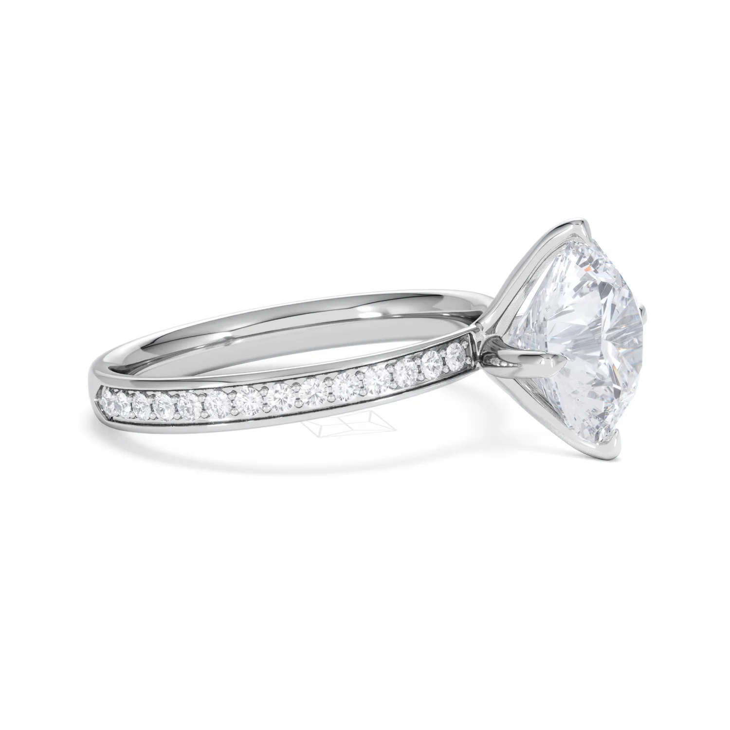 Origin Twist 3.00ct Round Cut Lab Diamond Solitaire Engagement Ring with Side Stones in 18K White Gold - Image 21