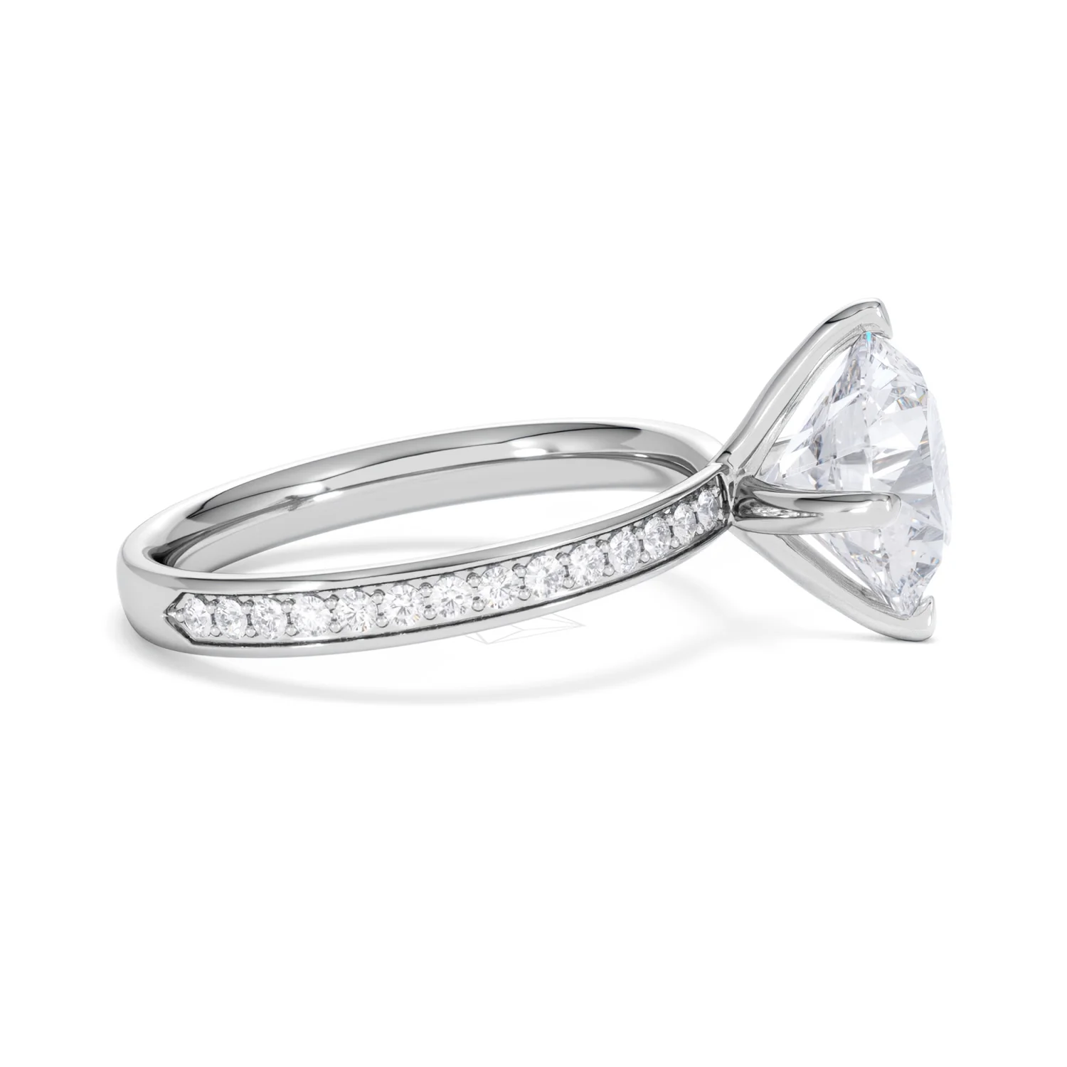 Origin Twist 3.00ct Round Cut Lab Diamond Solitaire Engagement Ring with Side Stones in 18K White Gold - Image 25