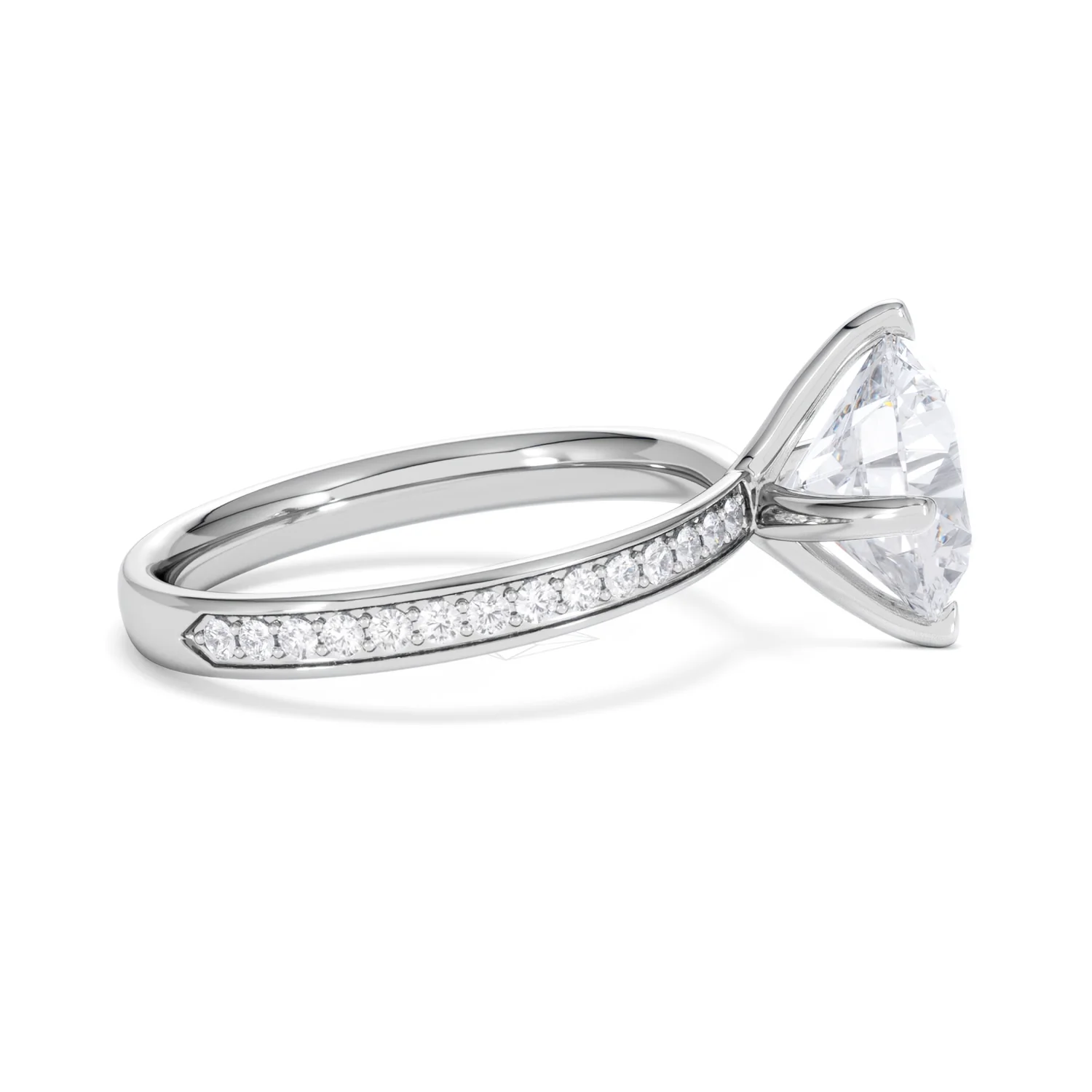 Origin Twist 3.00ct Round Cut Lab Diamond Solitaire Engagement Ring with Side Stones in 18K White Gold - Image 26