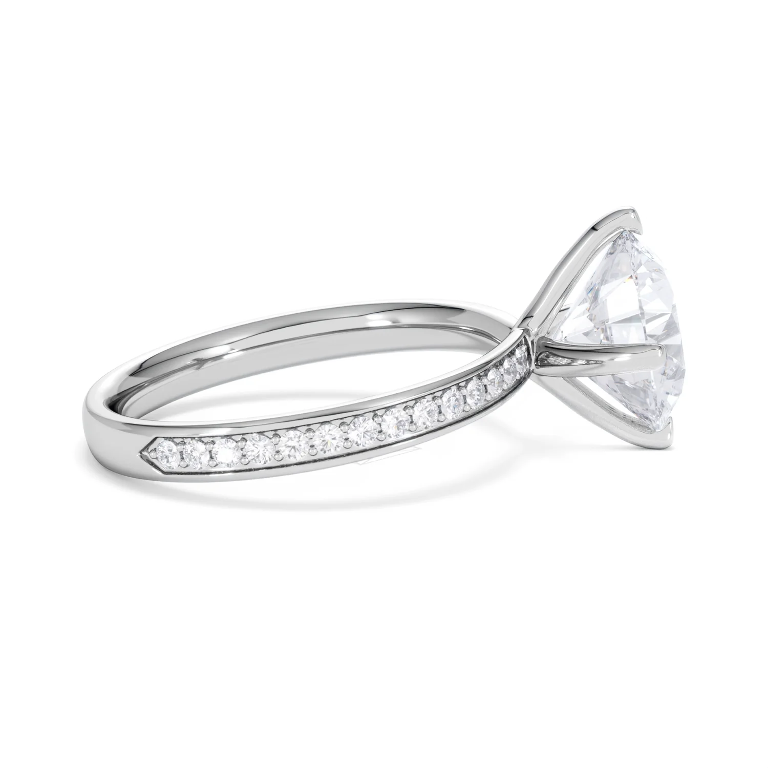 Origin Twist 3.00ct Round Cut Lab Diamond Solitaire Engagement Ring with Side Stones in 18K White Gold - Image 27