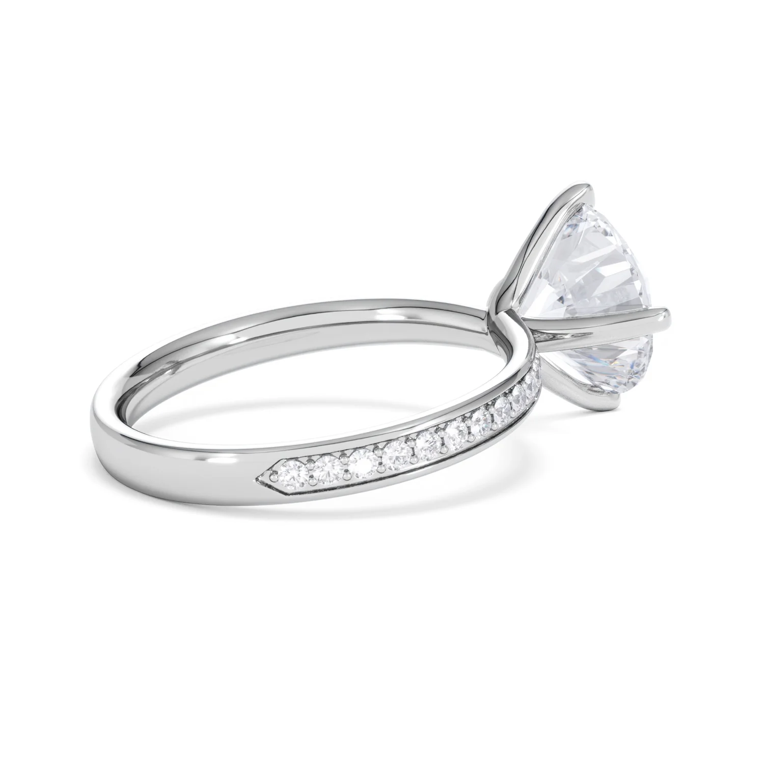 Origin Twist 3.00ct Round Cut Lab Diamond Solitaire Engagement Ring with Side Stones in 18K White Gold - Image 34