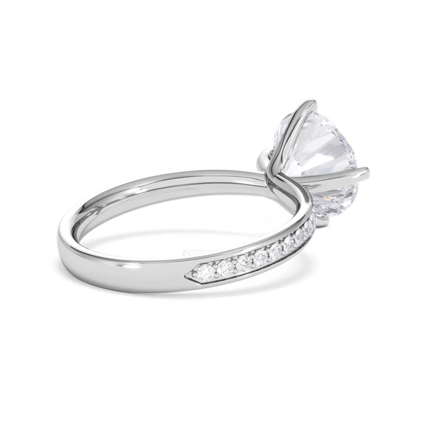 Origin Twist 3.00ct Round Cut Lab Diamond Solitaire Engagement Ring with Side Stones in 18K White Gold - Image 37