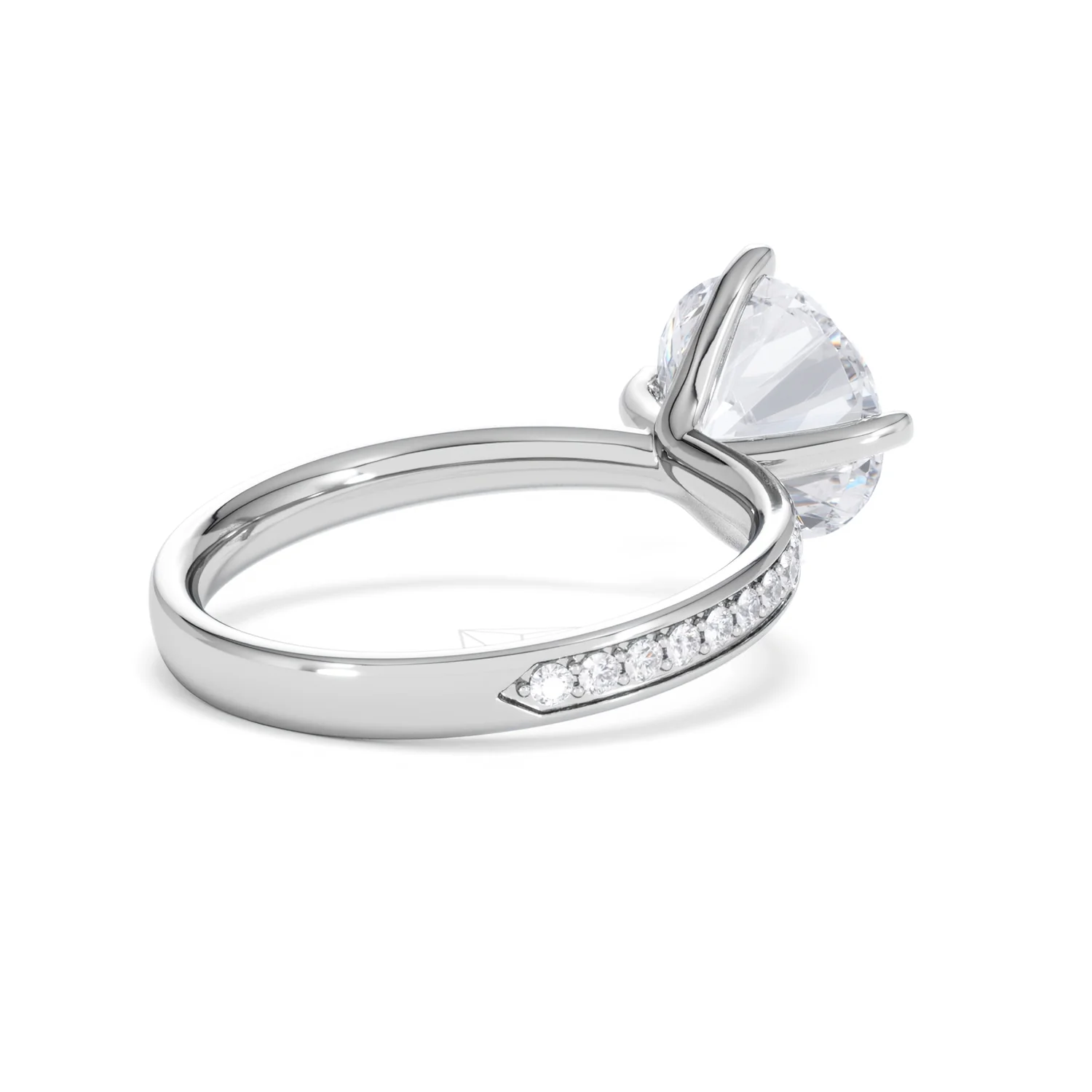Origin Twist 3.00ct Round Cut Lab Diamond Solitaire Engagement Ring with Side Stones in 18K White Gold - Image 38