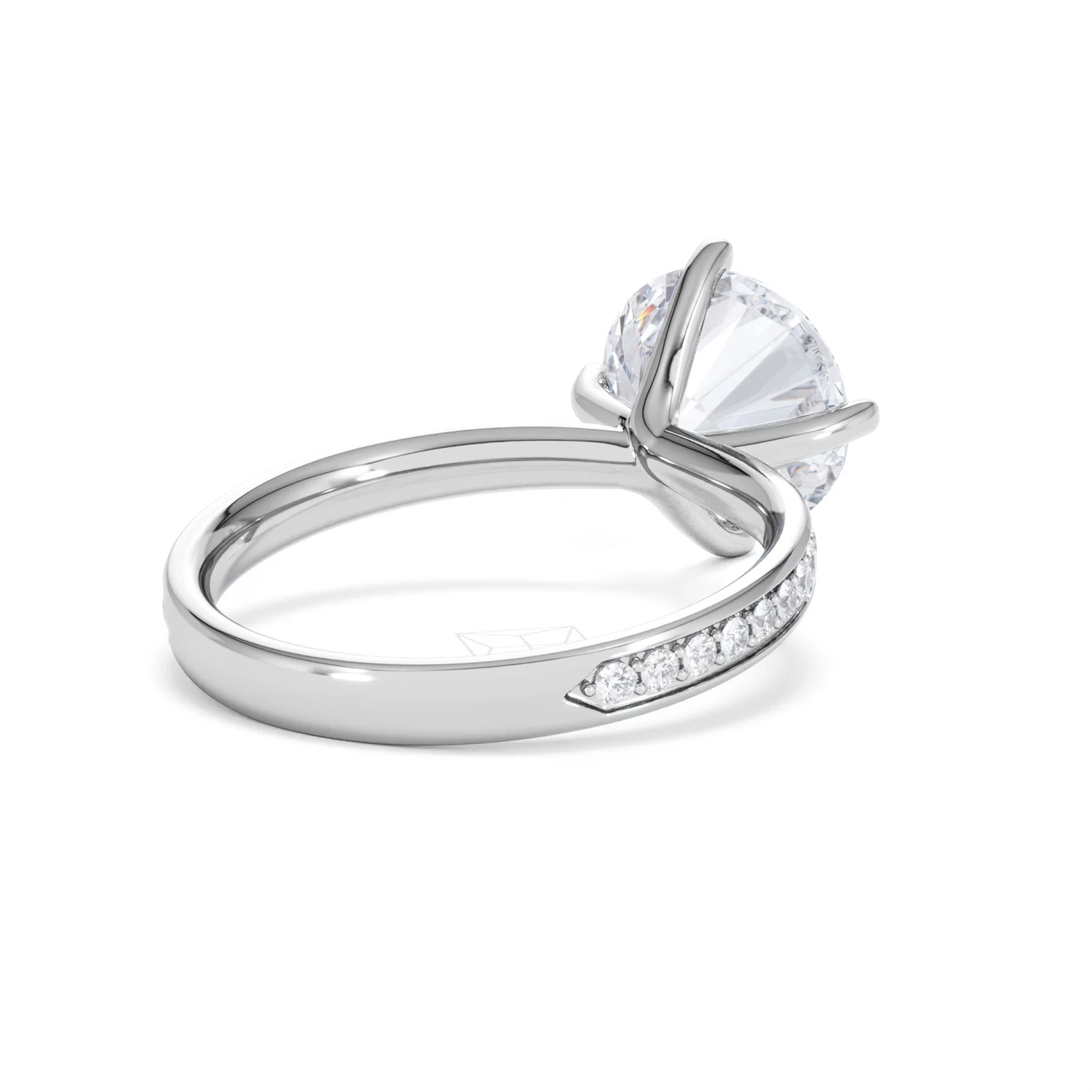 Origin Twist 3.00ct Round Cut Lab Diamond Solitaire Engagement Ring with Side Stones in 18K White Gold - Image 40