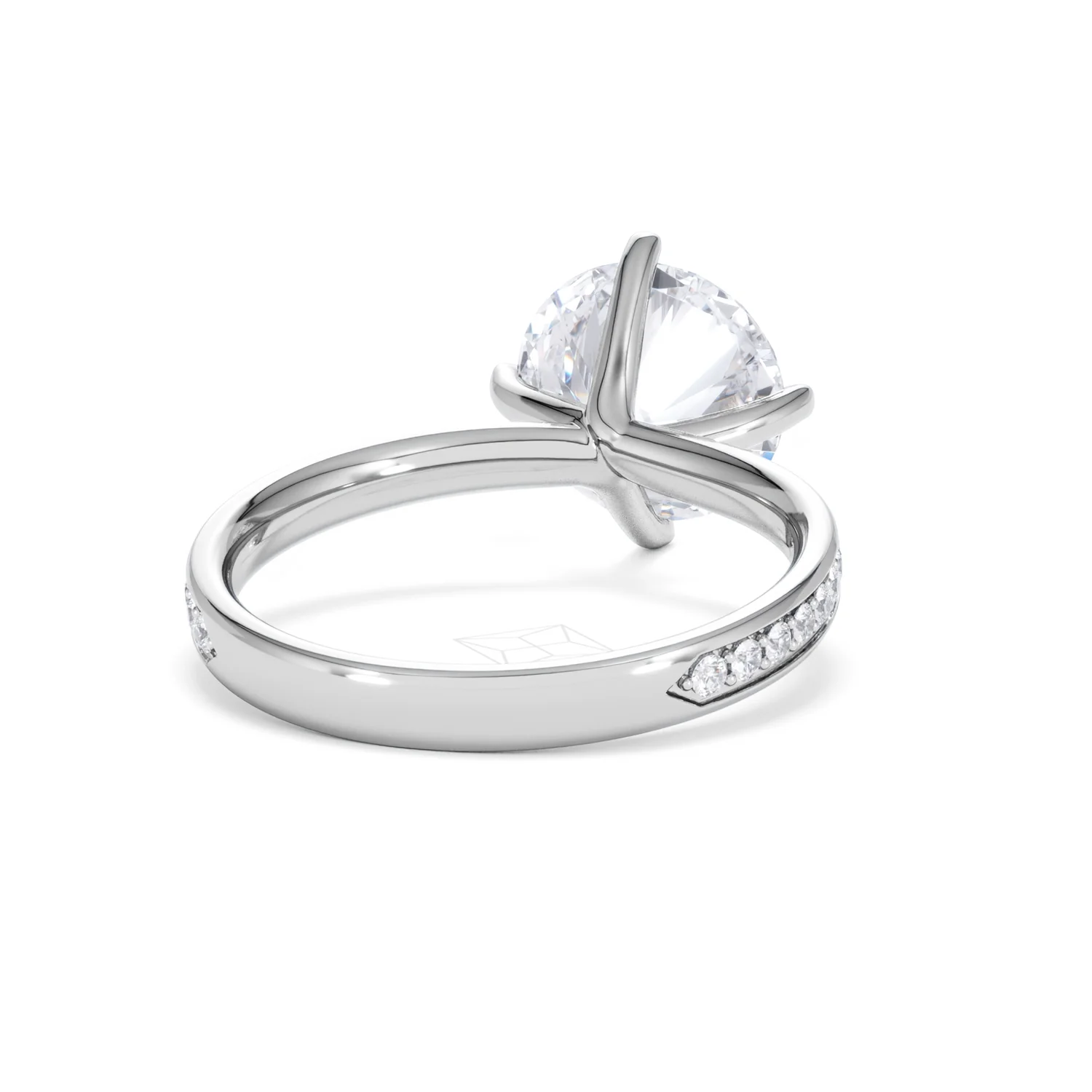 Origin Twist 3.00ct Round Cut Lab Diamond Solitaire Engagement Ring with Side Stones in 18K White Gold - Image 43