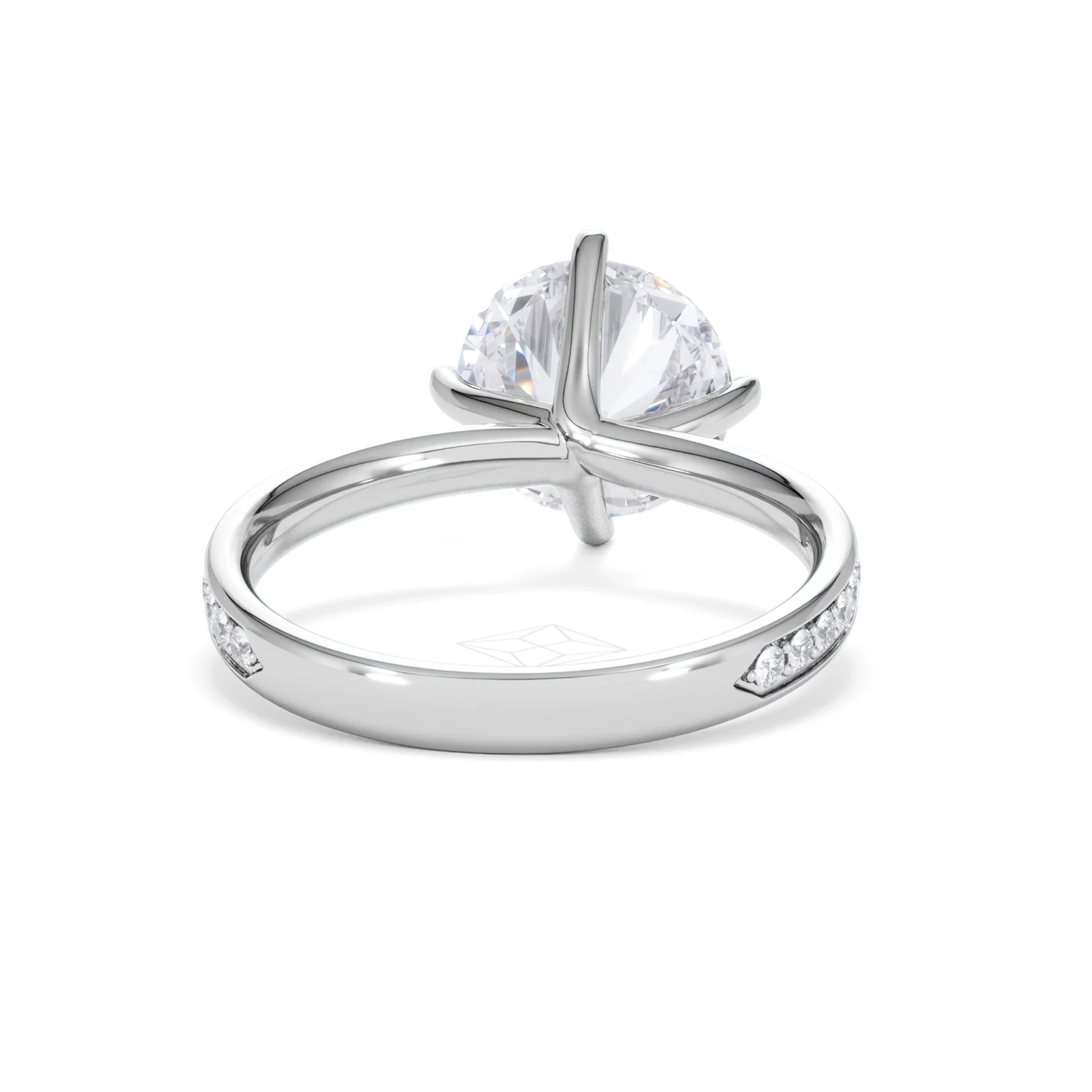 Origin Twist 3.00ct Round Cut Lab Diamond Solitaire Engagement Ring with Side Stones in 18K White Gold - Image 45