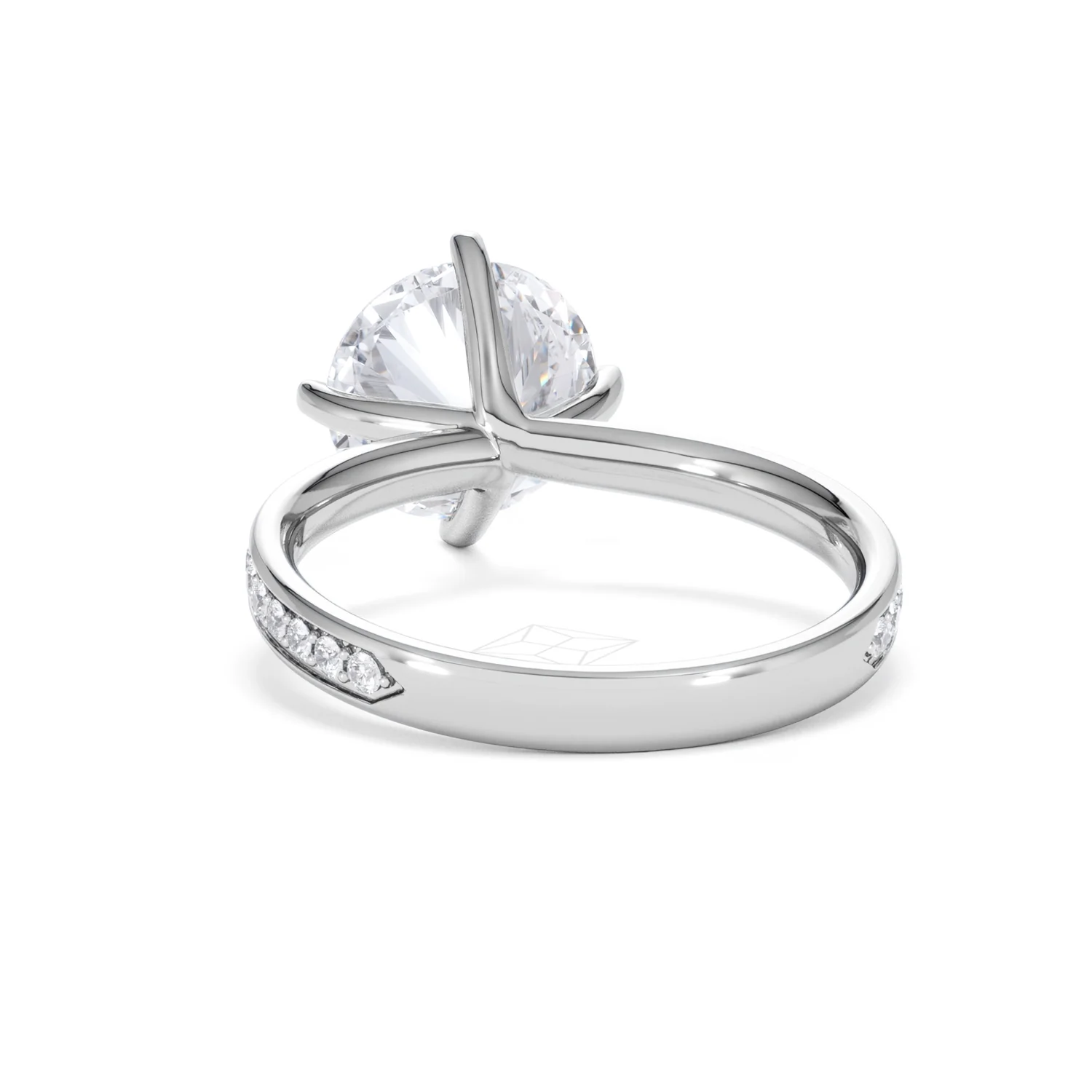 Origin Twist 3.00ct Round Cut Lab Diamond Solitaire Engagement Ring with Side Stones in 18K White Gold - Image 50