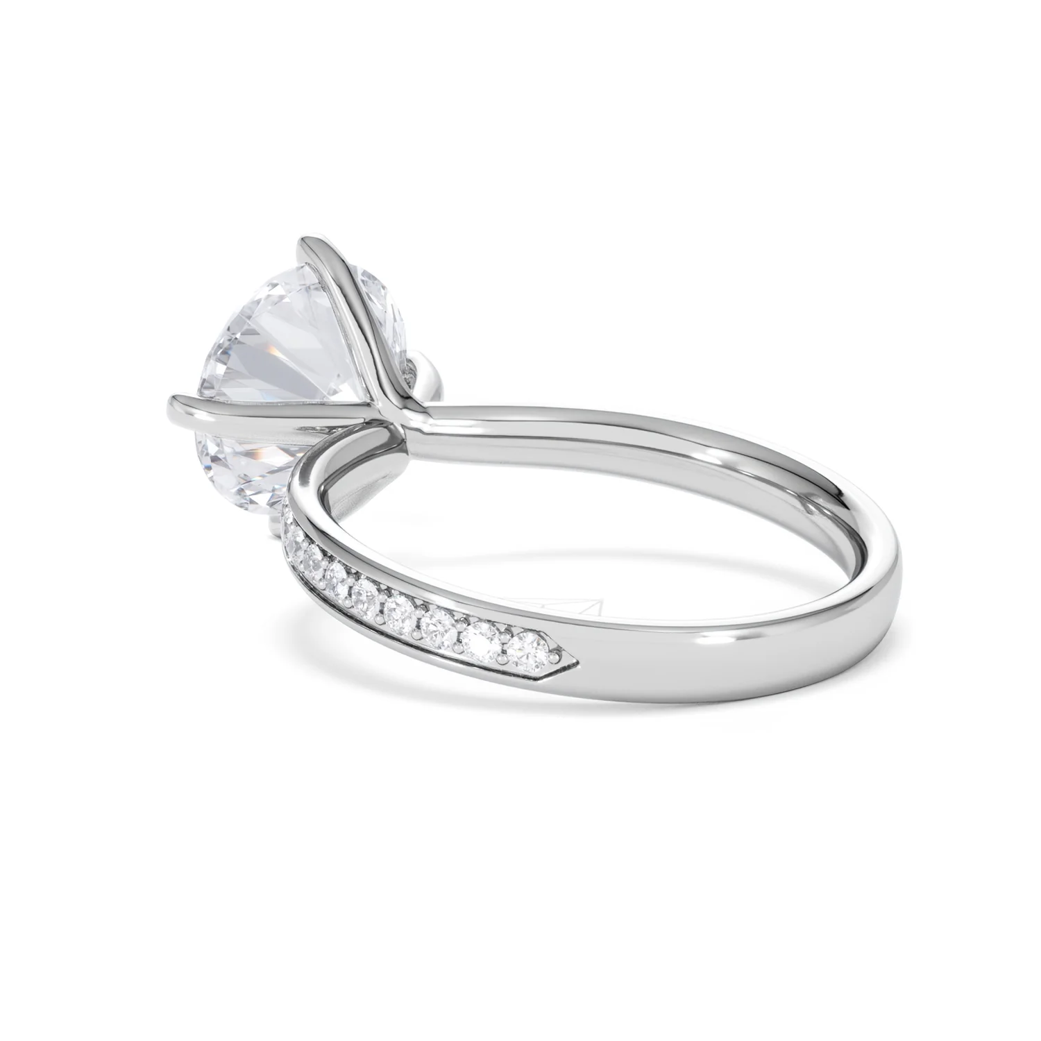 Origin Twist 3.00ct Round Cut Lab Diamond Solitaire Engagement Ring with Side Stones in 18K White Gold - Image 56