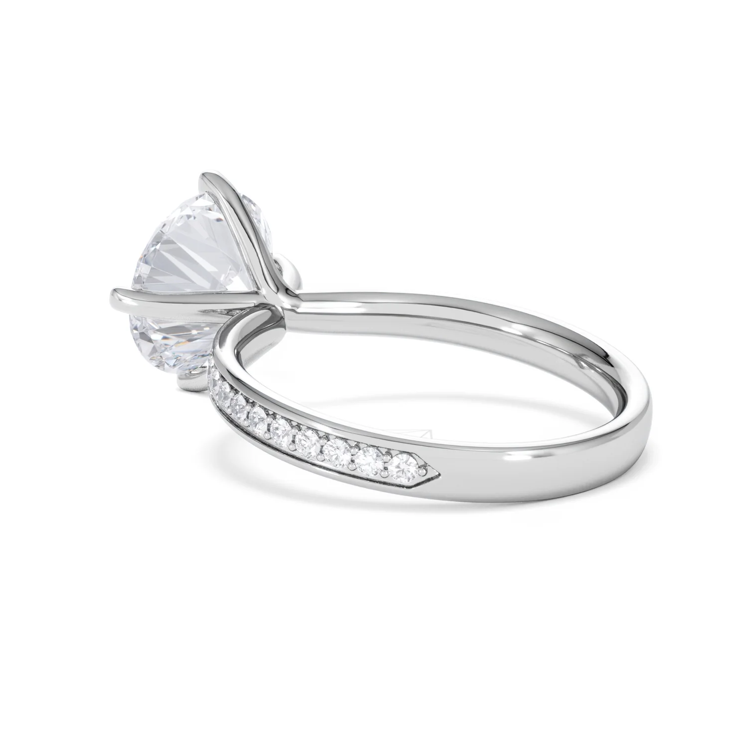 Origin Twist 3.00ct Round Cut Lab Diamond Solitaire Engagement Ring with Side Stones in 18K White Gold - Image 57