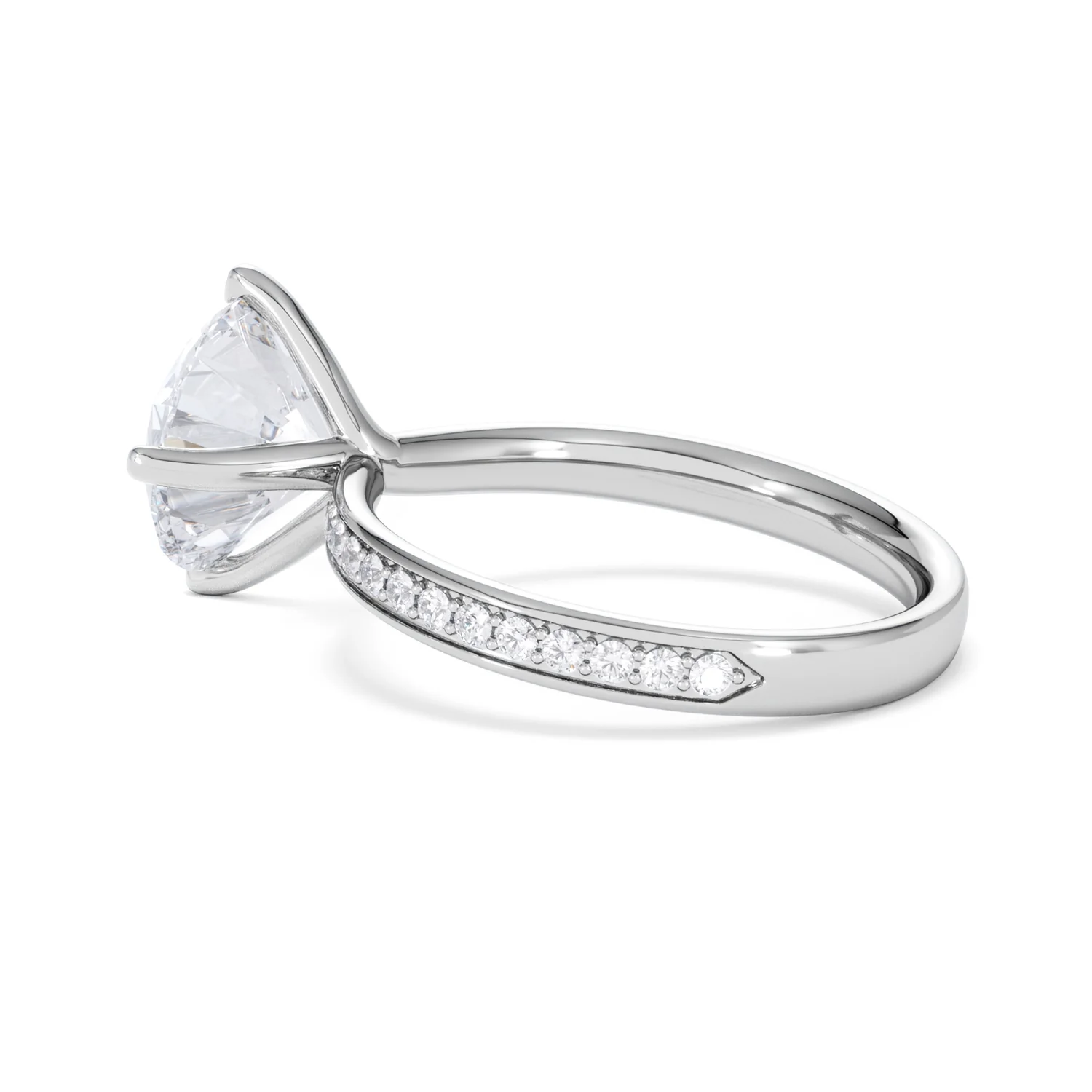 Origin Twist 3.00ct Round Cut Lab Diamond Solitaire Engagement Ring with Side Stones in 18K White Gold - Image 61