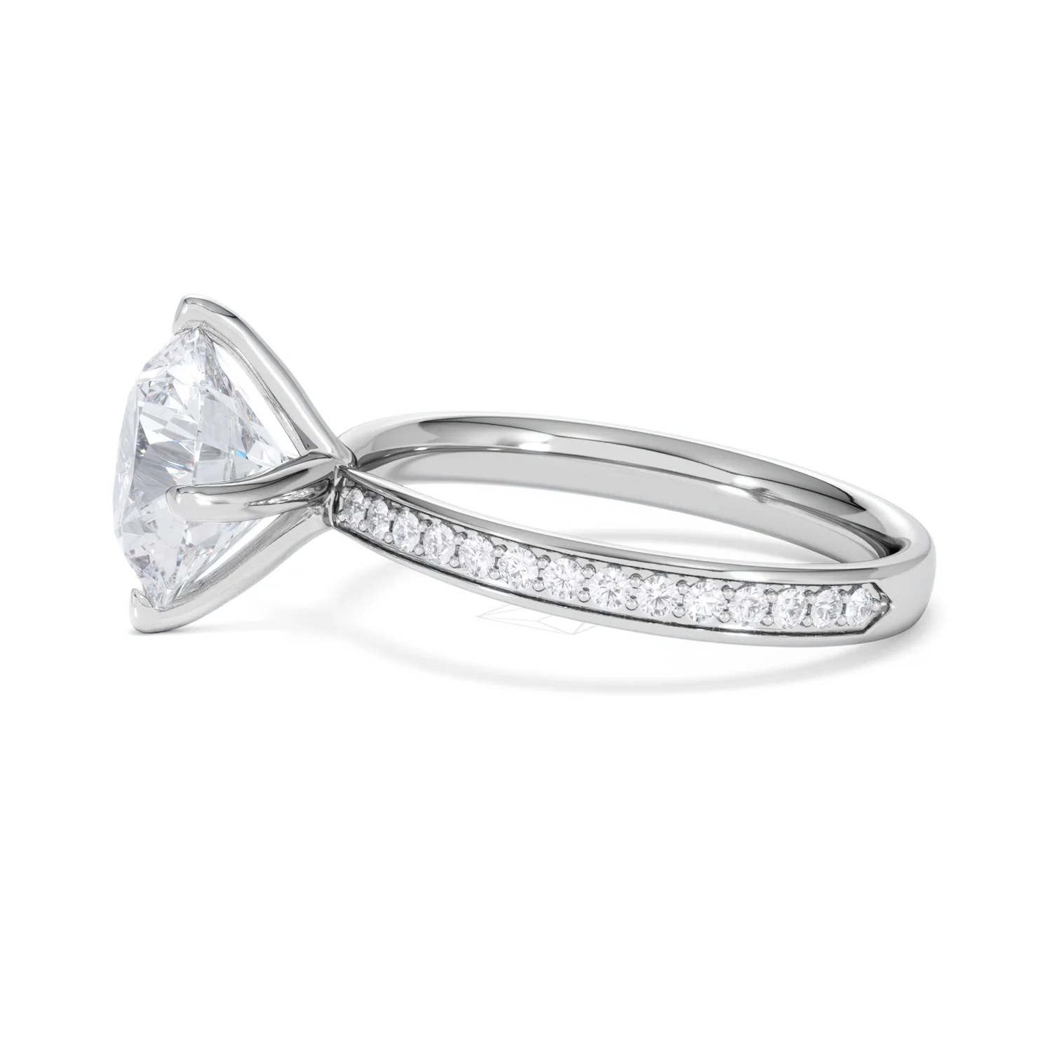 Origin Twist 3.00ct Round Cut Lab Diamond Solitaire Engagement Ring with Side Stones in 18K White Gold - Image 69