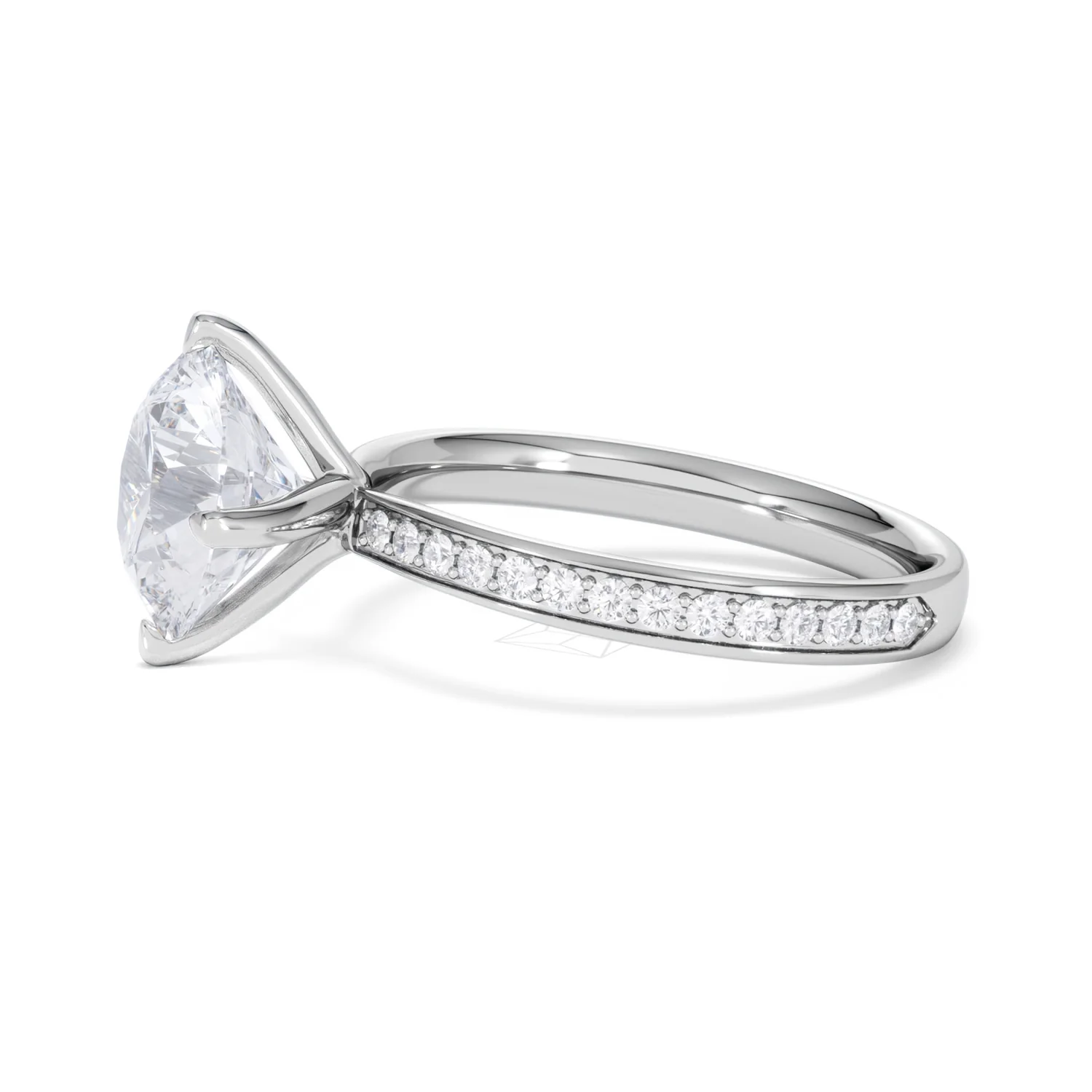 Origin Twist 3.00ct Round Cut Lab Diamond Solitaire Engagement Ring with Side Stones in 18K White Gold - Image 70