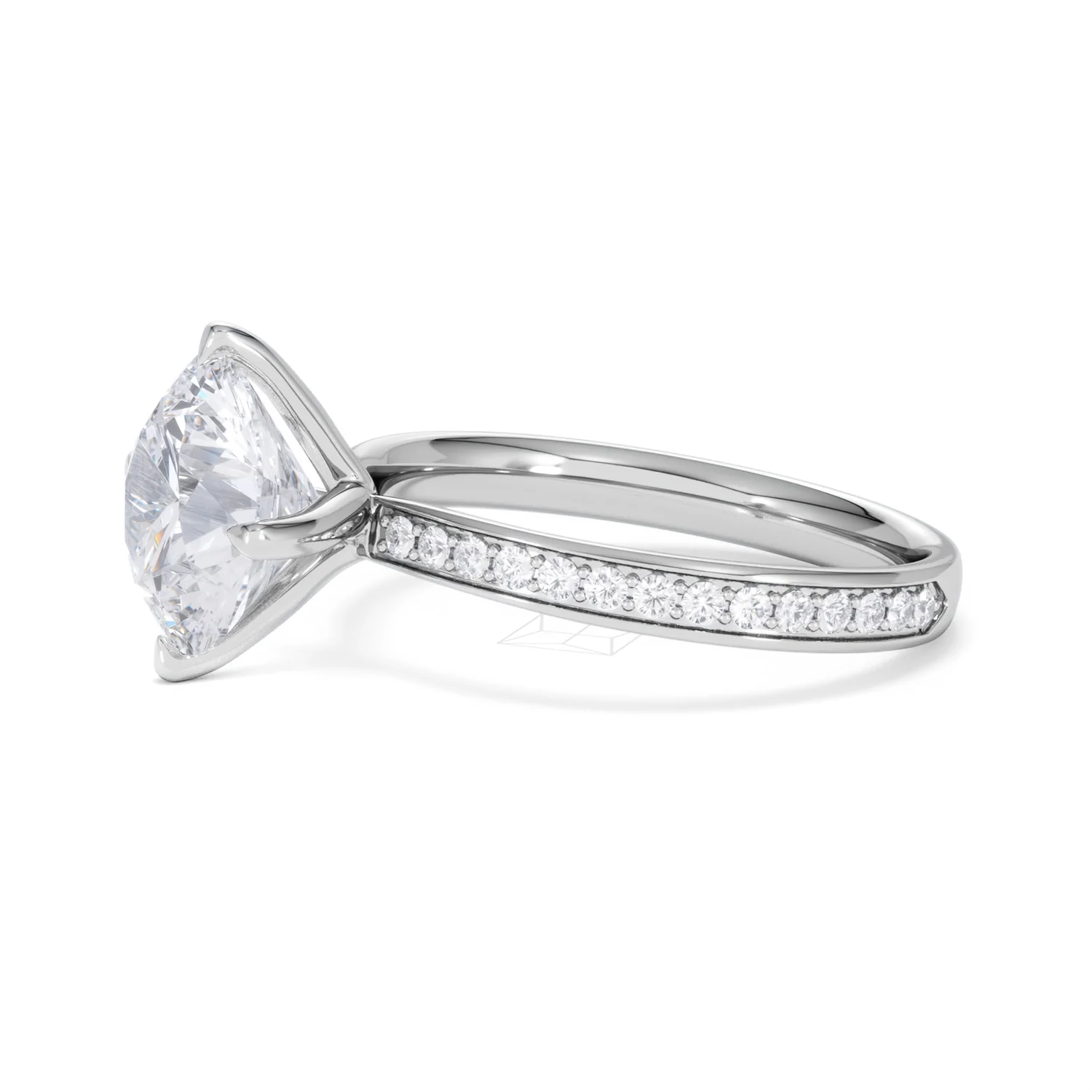 Origin Twist 3.00ct Round Cut Lab Diamond Solitaire Engagement Ring with Side Stones in 18K White Gold - Image 72