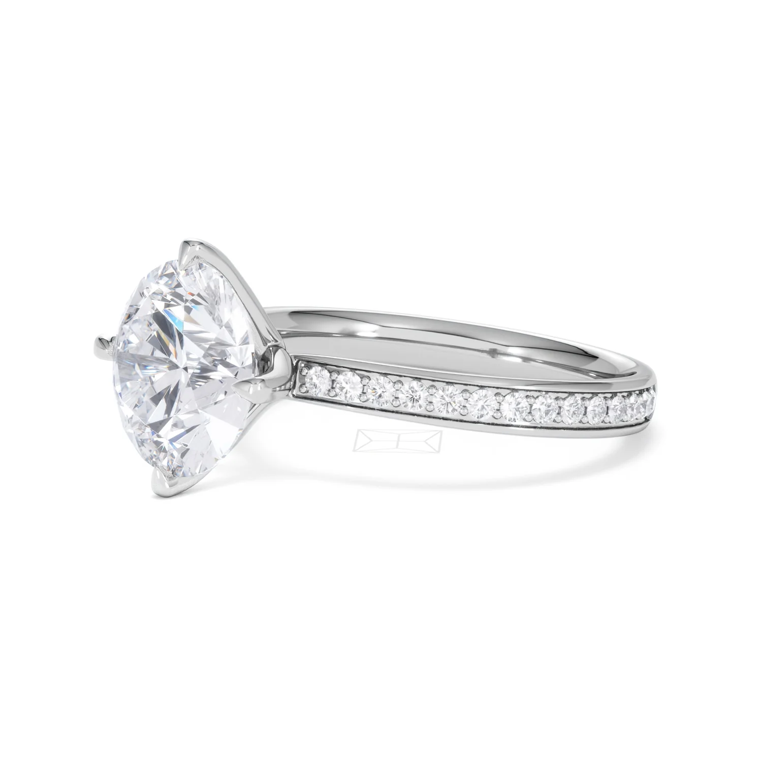 Origin Twist 3.00ct Round Cut Lab Diamond Solitaire Engagement Ring with Side Stones in 18K White Gold - Image 76