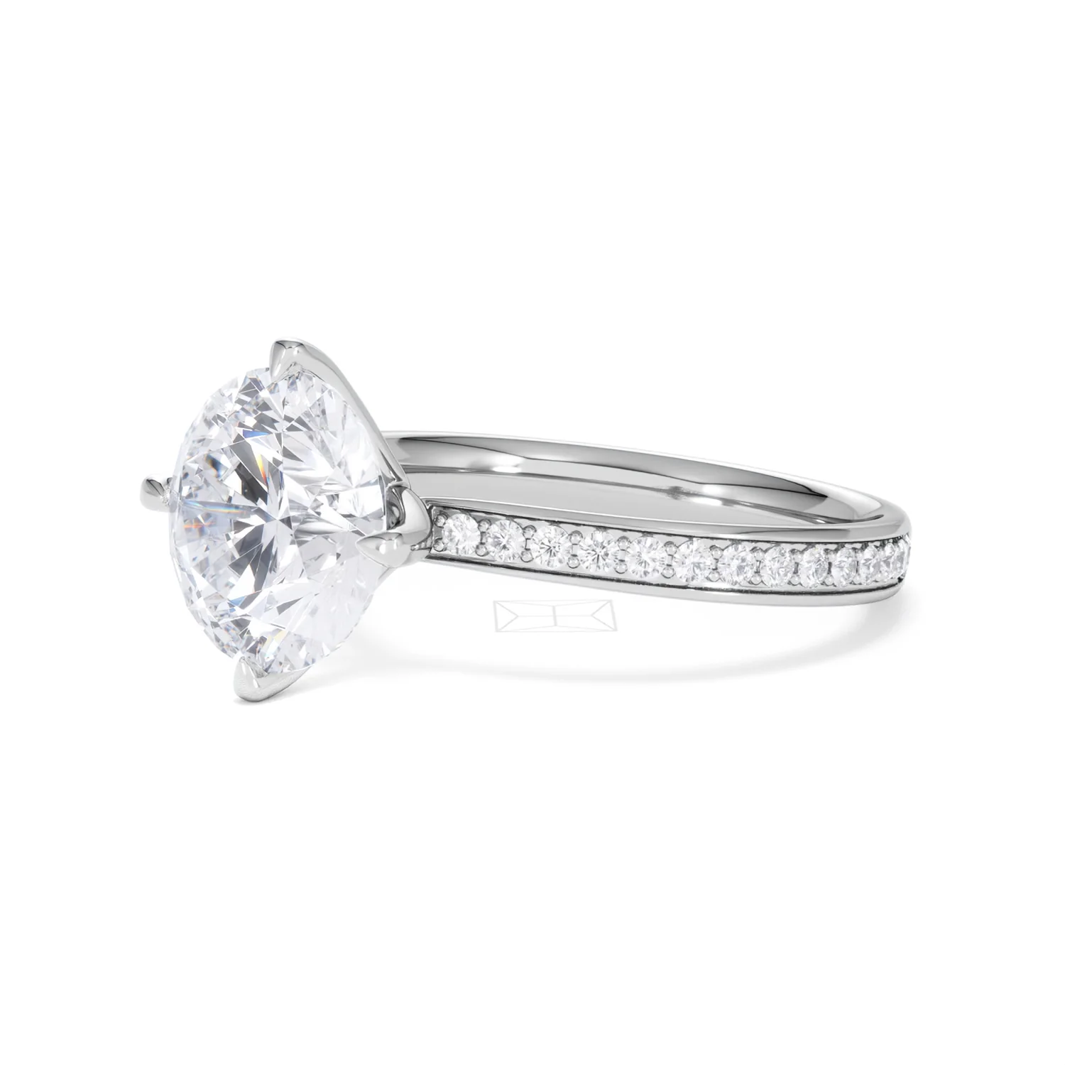 Origin Twist 3.00ct Round Cut Lab Diamond Solitaire Engagement Ring with Side Stones in 18K White Gold - Image 77