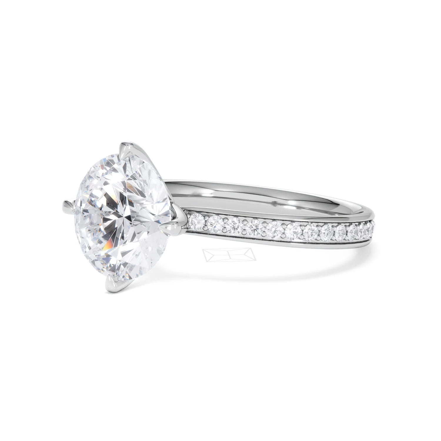 Origin Twist 3.00ct Round Cut Lab Diamond Solitaire Engagement Ring with Side Stones in 18K White Gold - Image 78