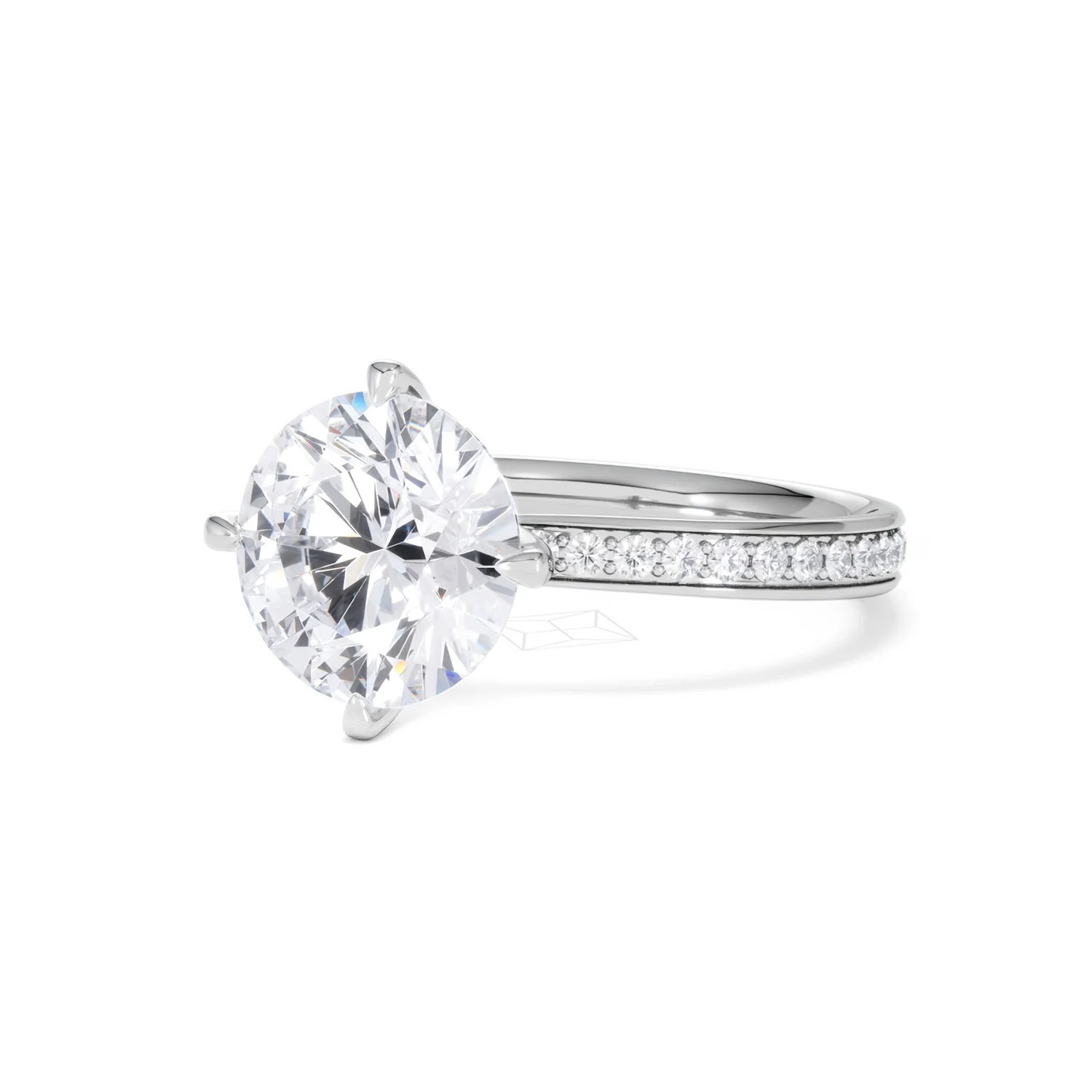 Origin Twist 3.00ct Round Cut Lab Diamond Solitaire Engagement Ring with Side Stones in 18K White Gold - Image 81