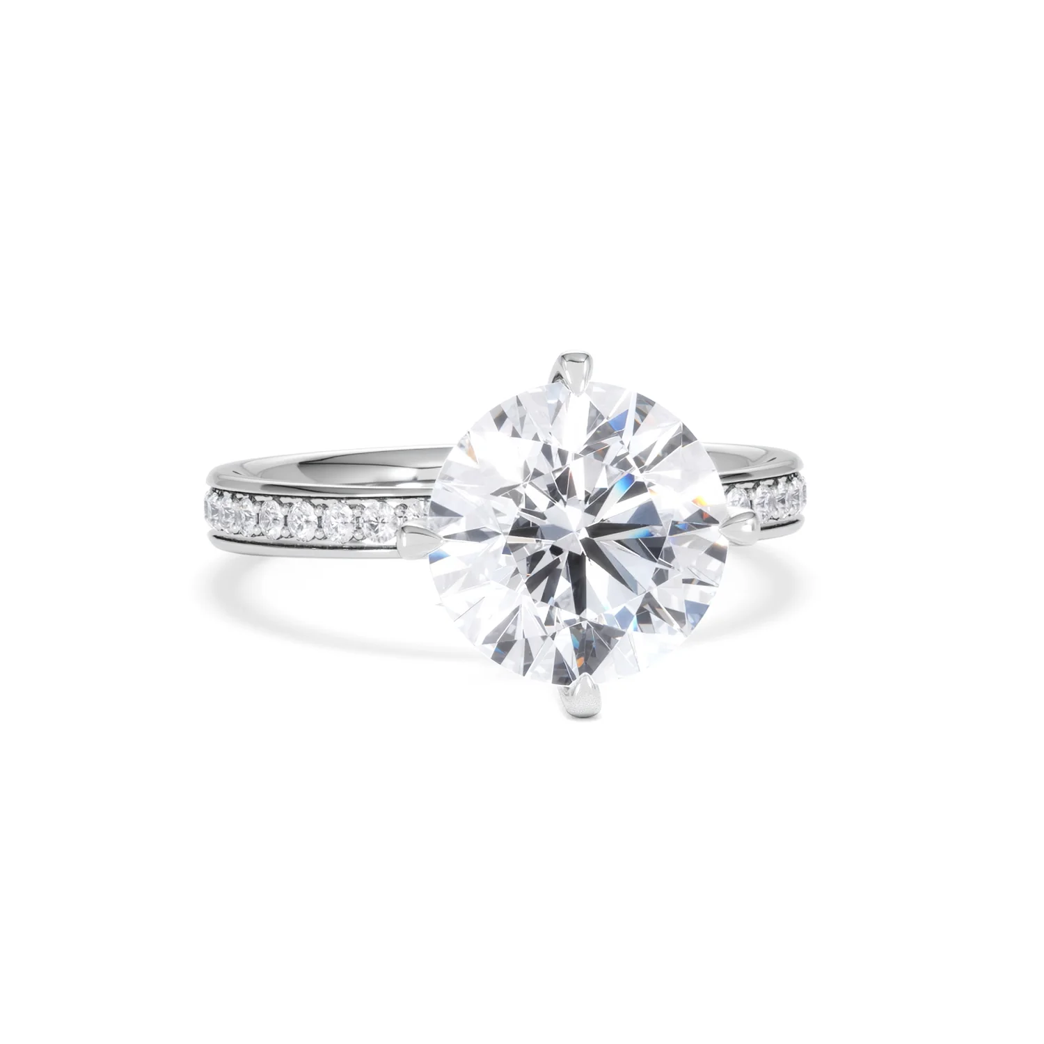 Origin Twist 3.00ct Round Cut Lab Diamond Solitaire Engagement Ring with Side Stones in 18K White Gold - Image 9