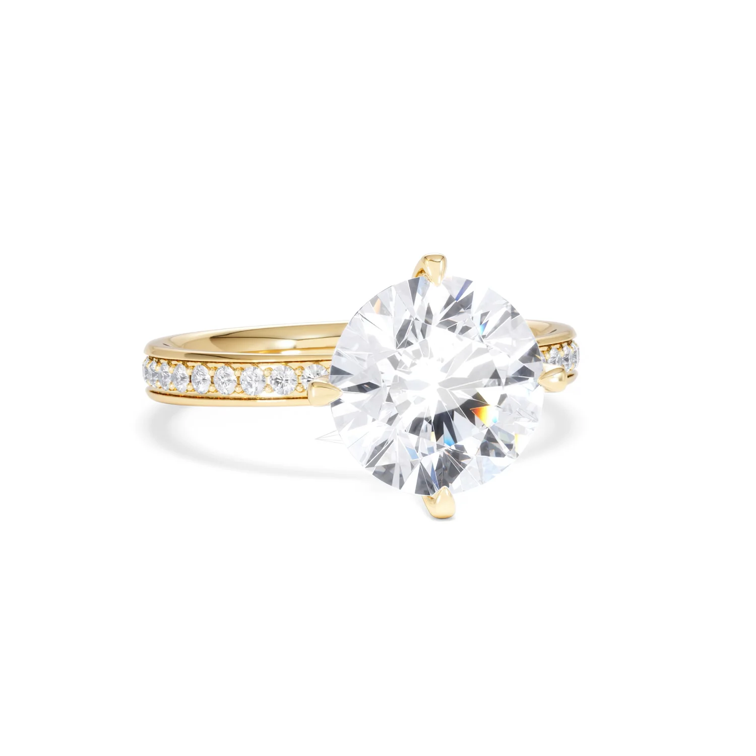 Origin Twist 3.00ct Round Cut Lab Diamond Solitaire Engagement Ring with Side Stones in 18K Yellow Gold - Image 10