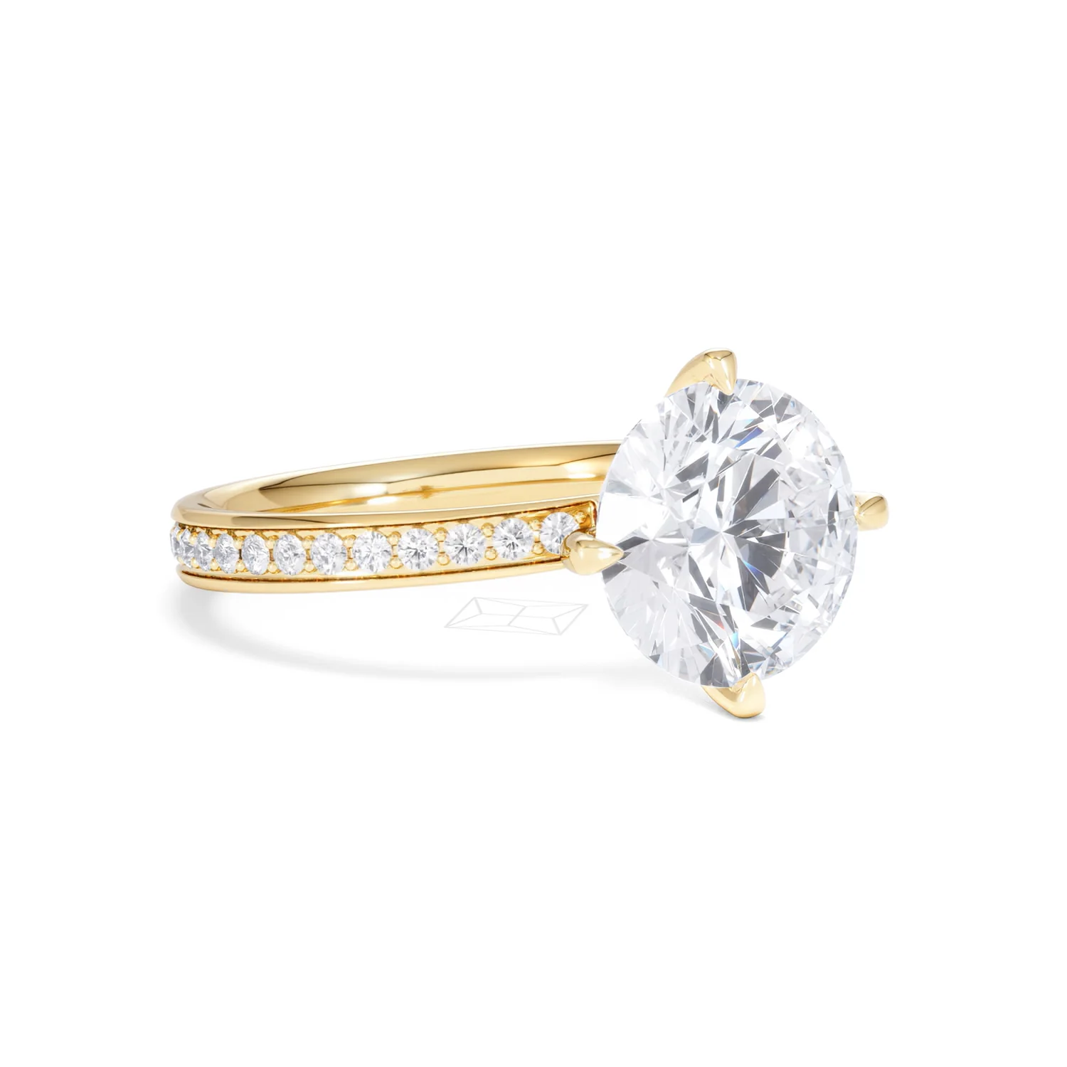 Origin Twist 3.00ct Round Cut Lab Diamond Solitaire Engagement Ring with Side Stones in 18K Yellow Gold - Image 14