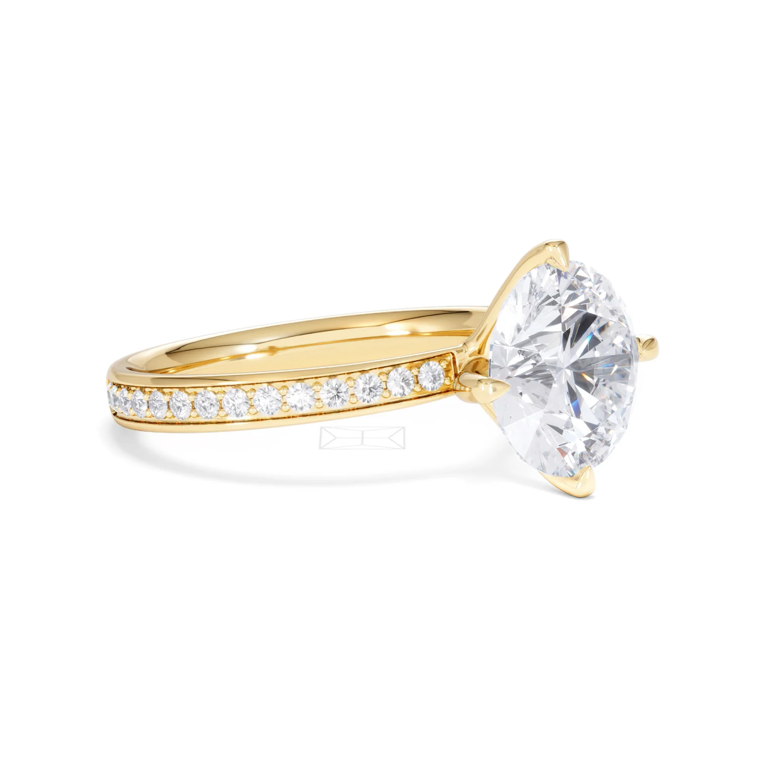 Origin Twist 3.00ct Round Cut Lab Diamond Solitaire Engagement Ring with Side Stones in 18K Yellow Gold - Image 17