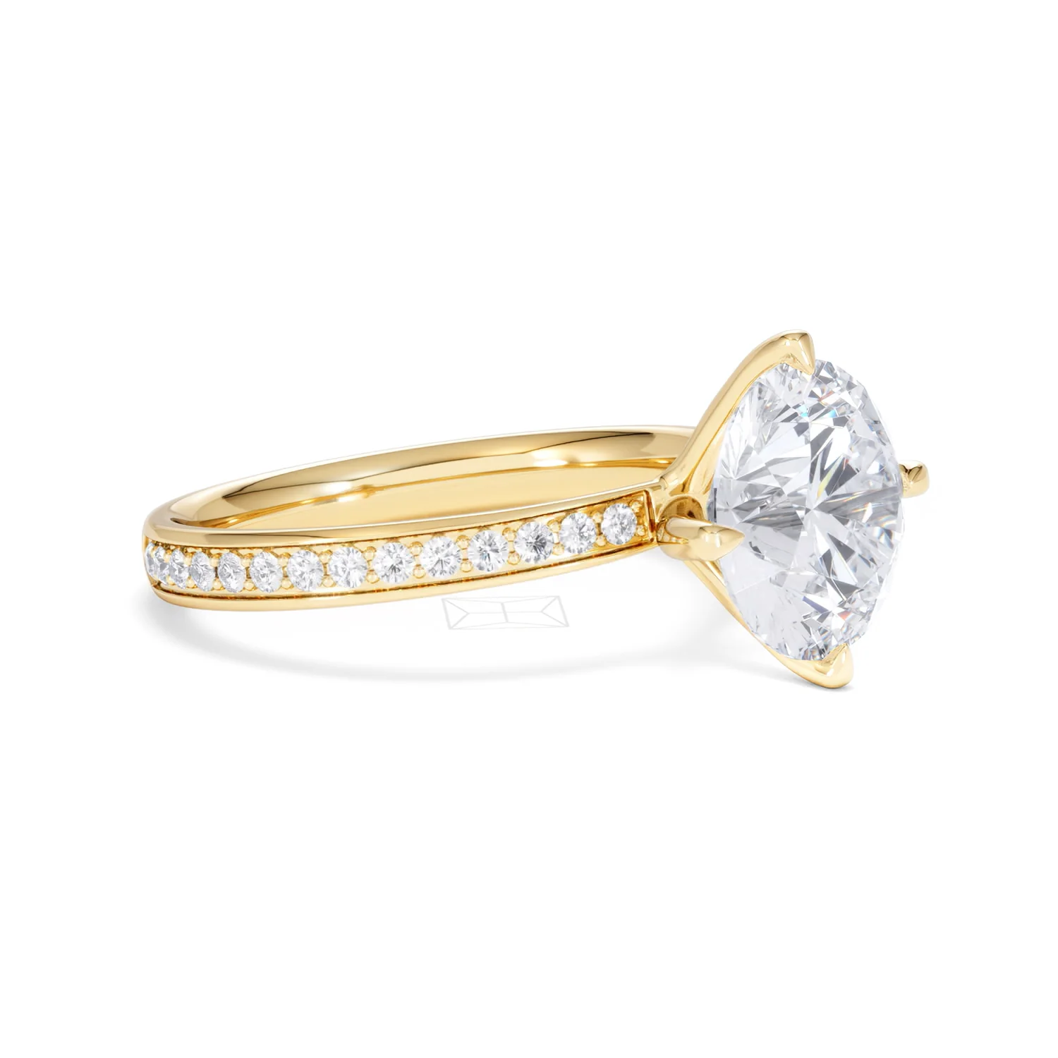Origin Twist 3.00ct Round Cut Lab Diamond Solitaire Engagement Ring with Side Stones in 18K Yellow Gold - Image 18
