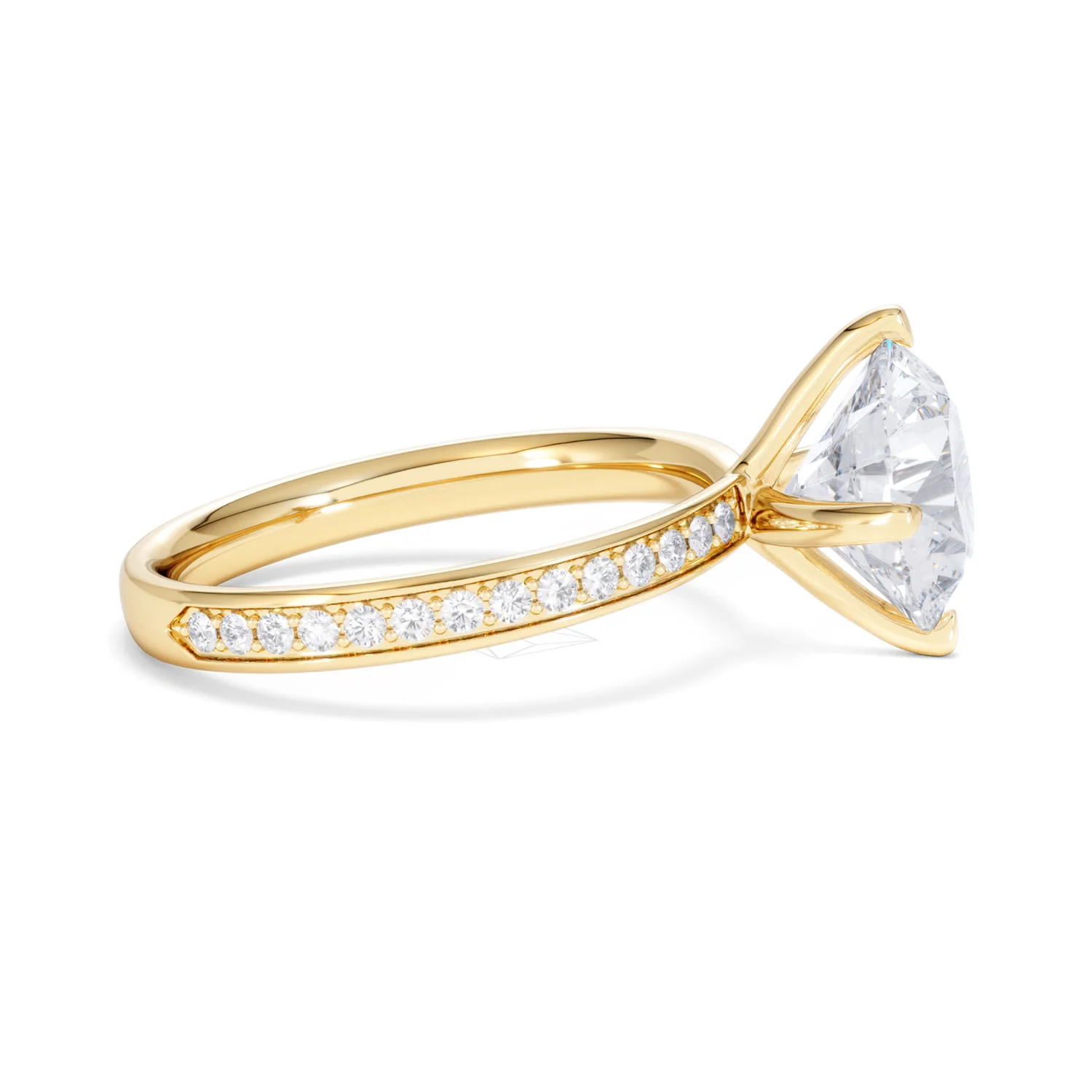Origin Twist 3.00ct Round Cut Lab Diamond Solitaire Engagement Ring with Side Stones in 18K Yellow Gold - Image 25