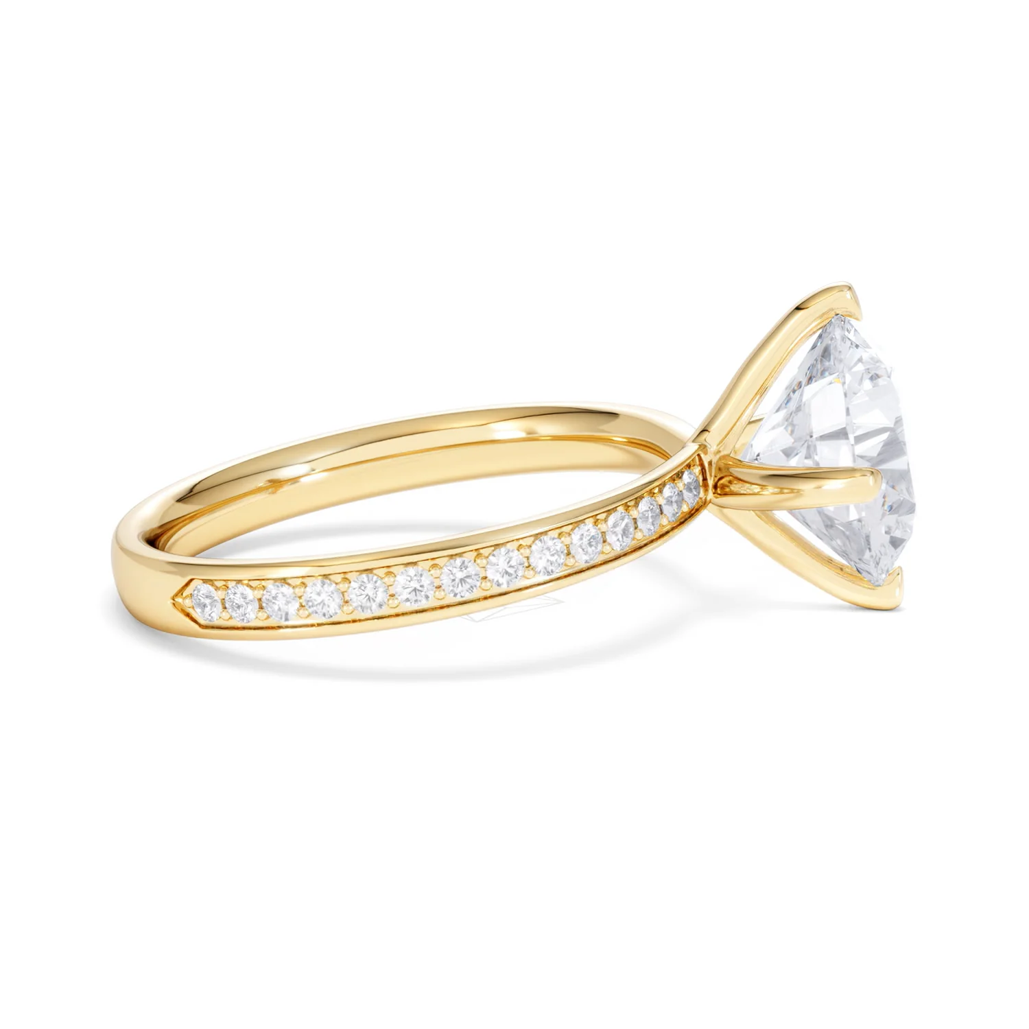 Origin Twist 3.00ct Round Cut Lab Diamond Solitaire Engagement Ring with Side Stones in 18K Yellow Gold - Image 26