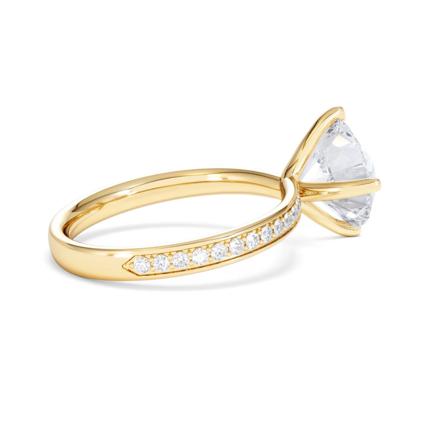 Origin Twist 3.00ct Round Cut Lab Diamond Solitaire Engagement Ring with Side Stones in 18K Yellow Gold - Image 32
