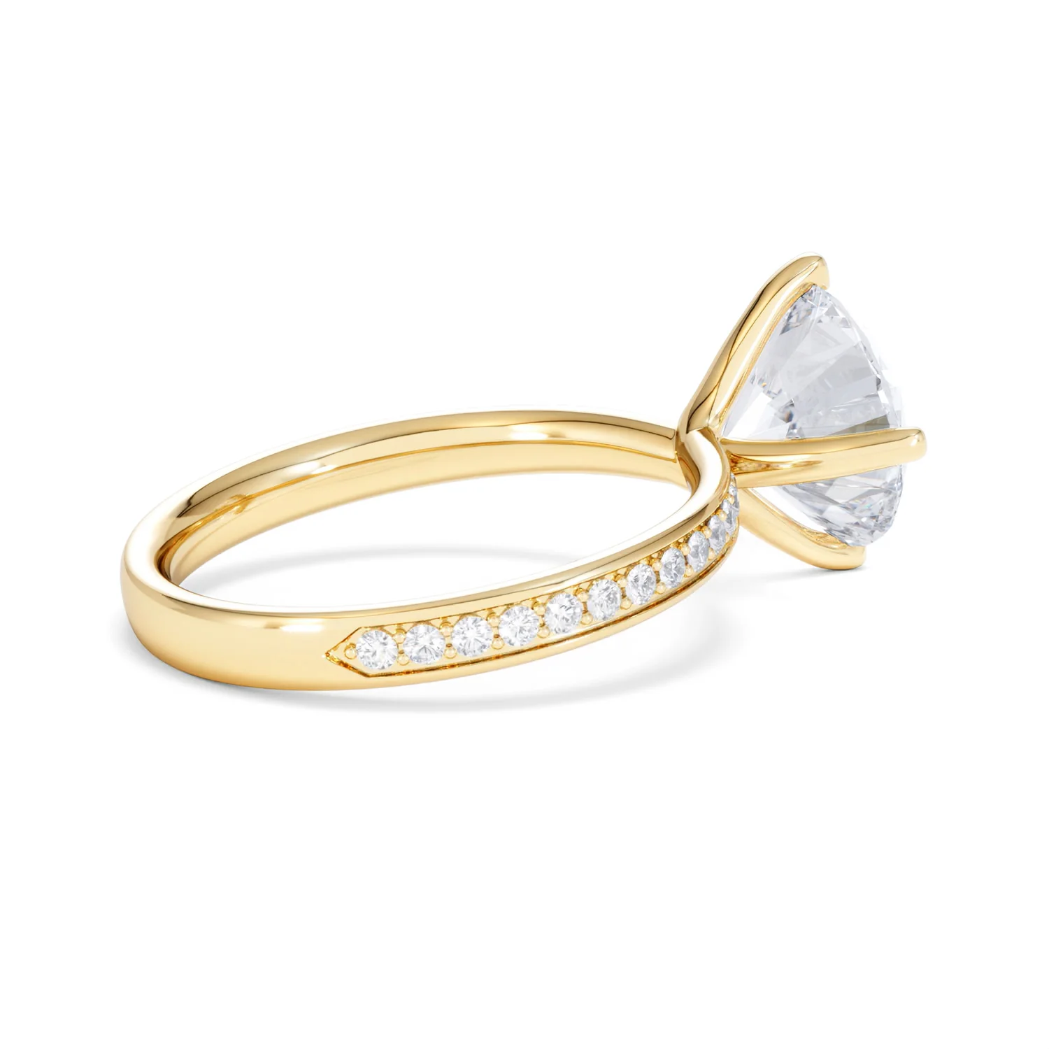 Origin Twist 3.00ct Round Cut Lab Diamond Solitaire Engagement Ring with Side Stones in 18K Yellow Gold - Image 33