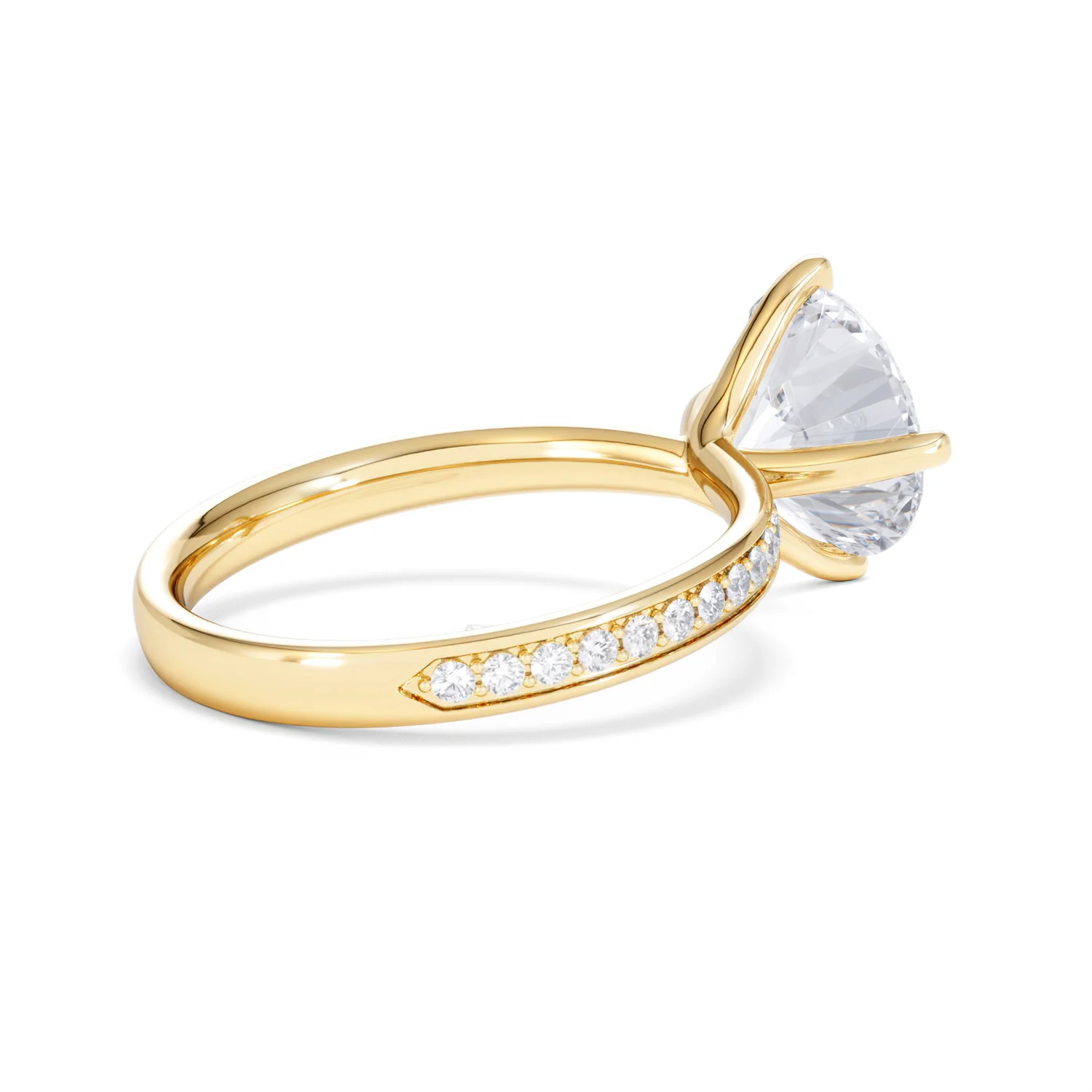 Origin Twist 3.00ct Round Cut Lab Diamond Solitaire Engagement Ring with Side Stones in 18K Yellow Gold - Image 35