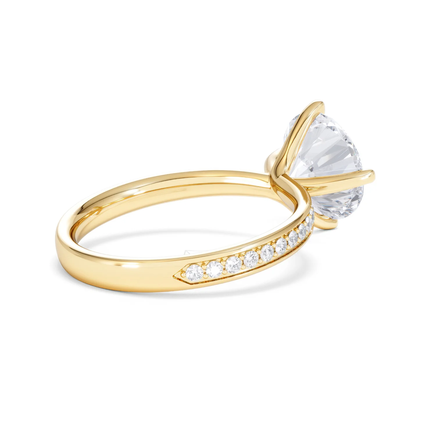 Origin Twist 3.00ct Round Cut Lab Diamond Solitaire Engagement Ring with Side Stones in 18K Yellow Gold - Image 36