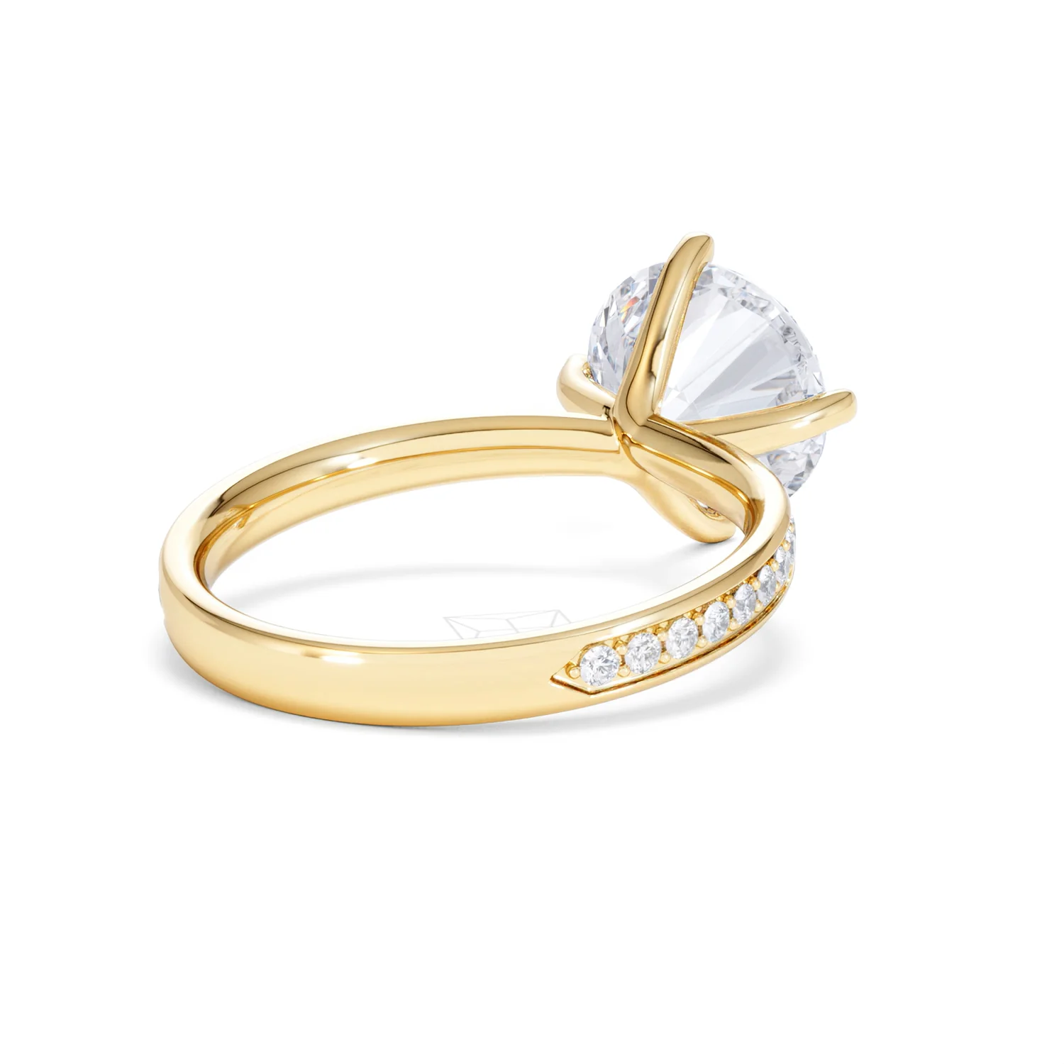 Origin Twist 3.00ct Round Cut Lab Diamond Solitaire Engagement Ring with Side Stones in 18K Yellow Gold - Image 40