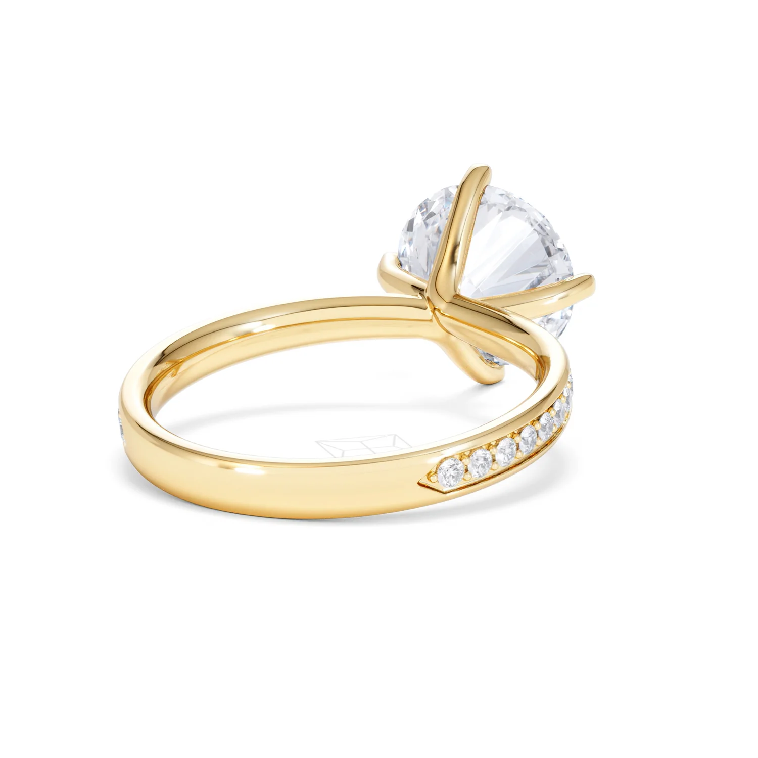 Origin Twist 3.00ct Round Cut Lab Diamond Solitaire Engagement Ring with Side Stones in 18K Yellow Gold - Image 41