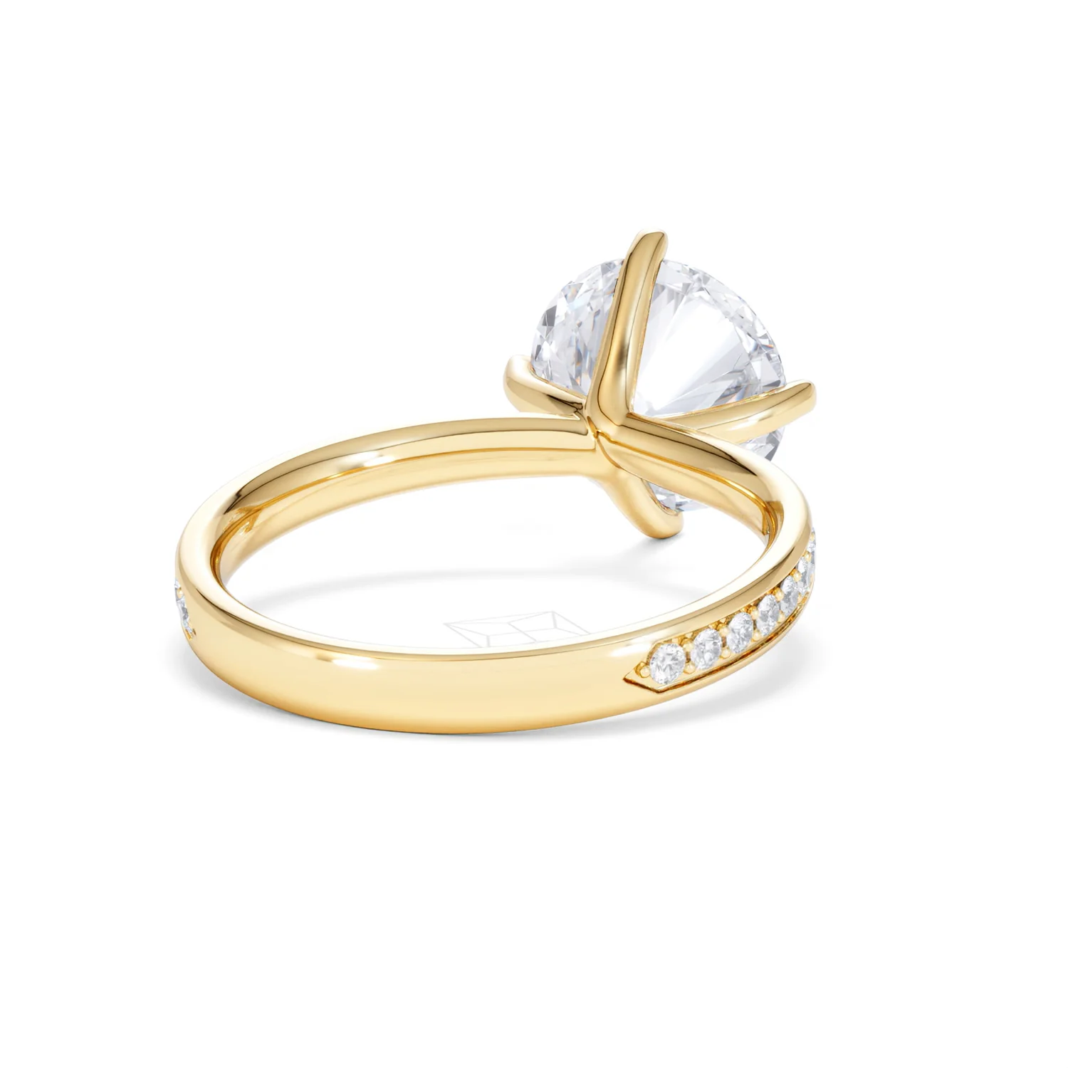 Origin Twist 3.00ct Round Cut Lab Diamond Solitaire Engagement Ring with Side Stones in 18K Yellow Gold - Image 42