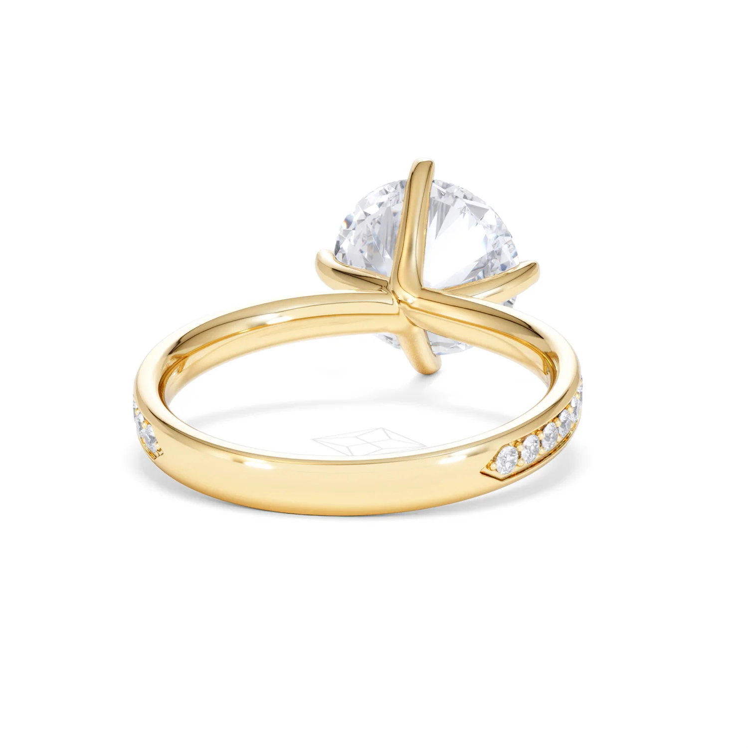 Origin Twist 3.00ct Round Cut Lab Diamond Solitaire Engagement Ring with Side Stones in 18K Yellow Gold - Image 44